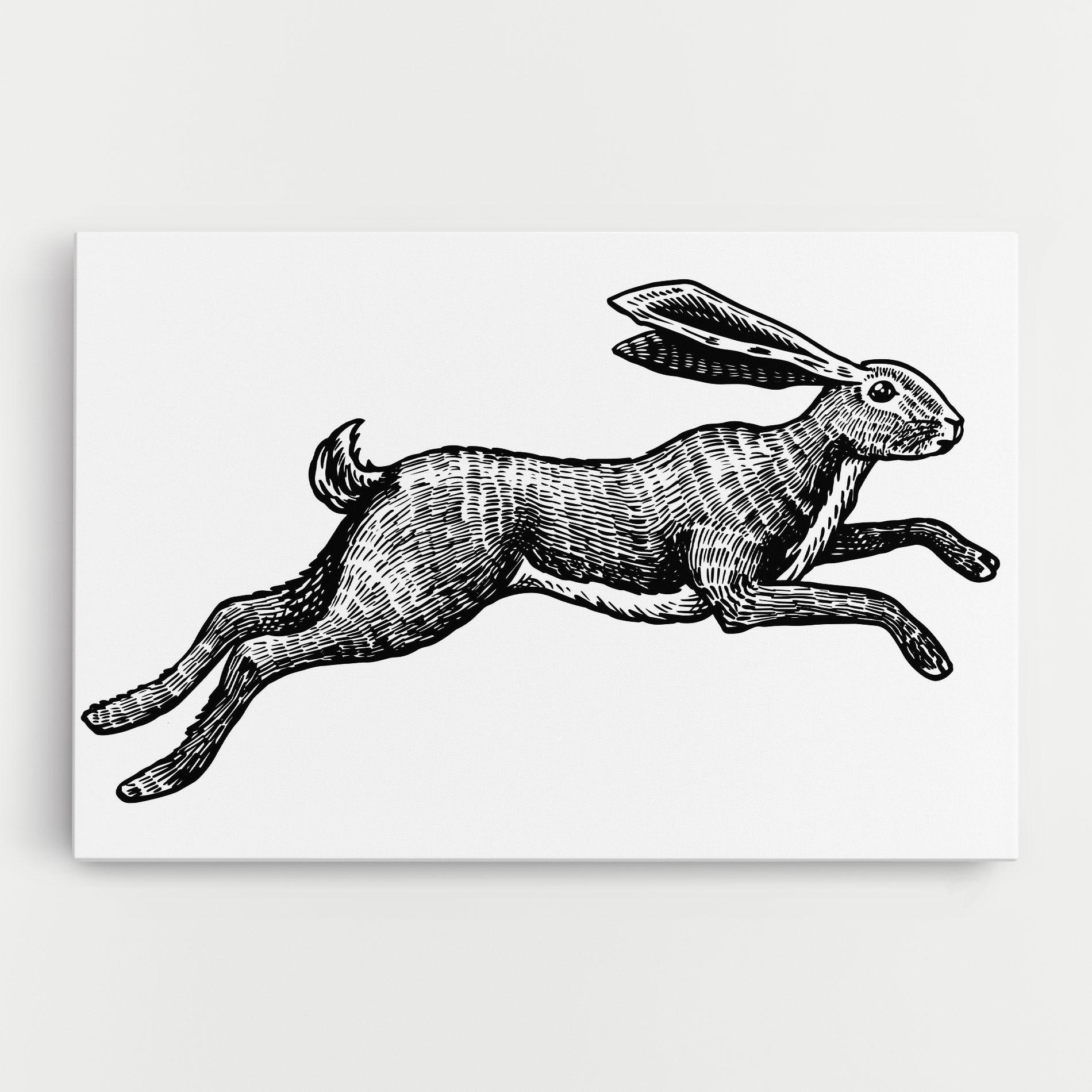 Картина на платно Black Line Bunny mockup 0