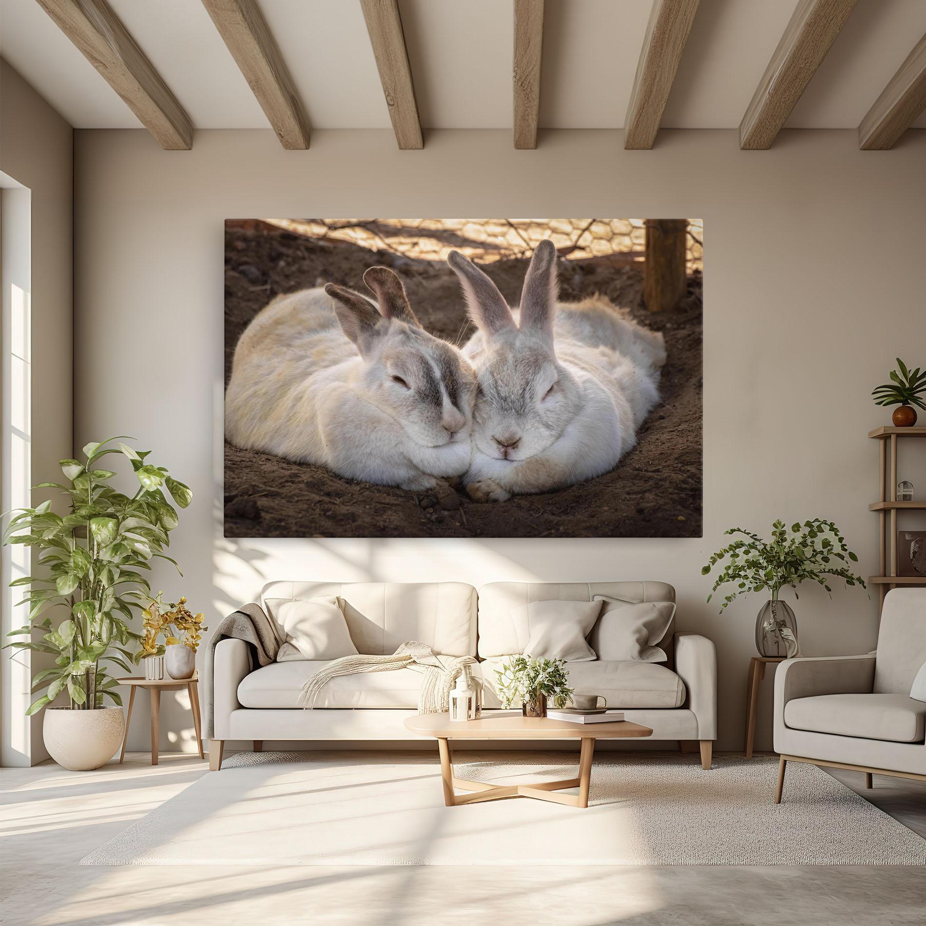 Картина на платно Light Grey Bunny Sleeping mockup 6