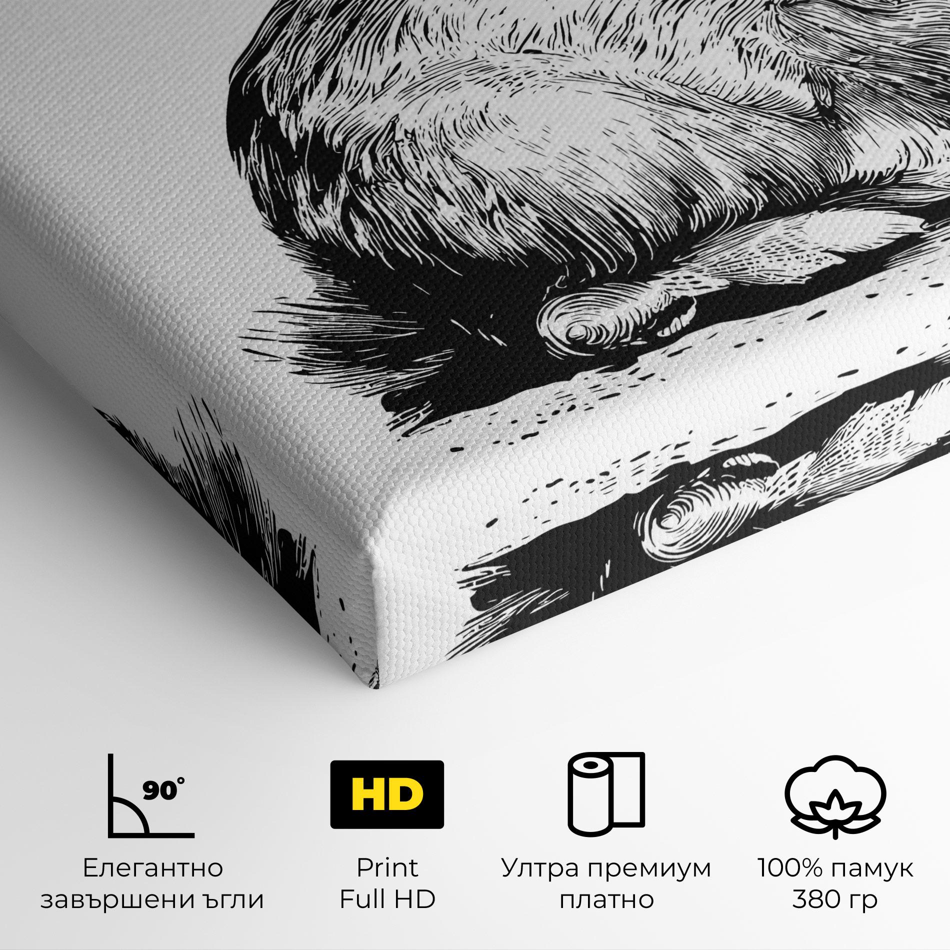 Картина на платно Bunny Black Lines mockup 4