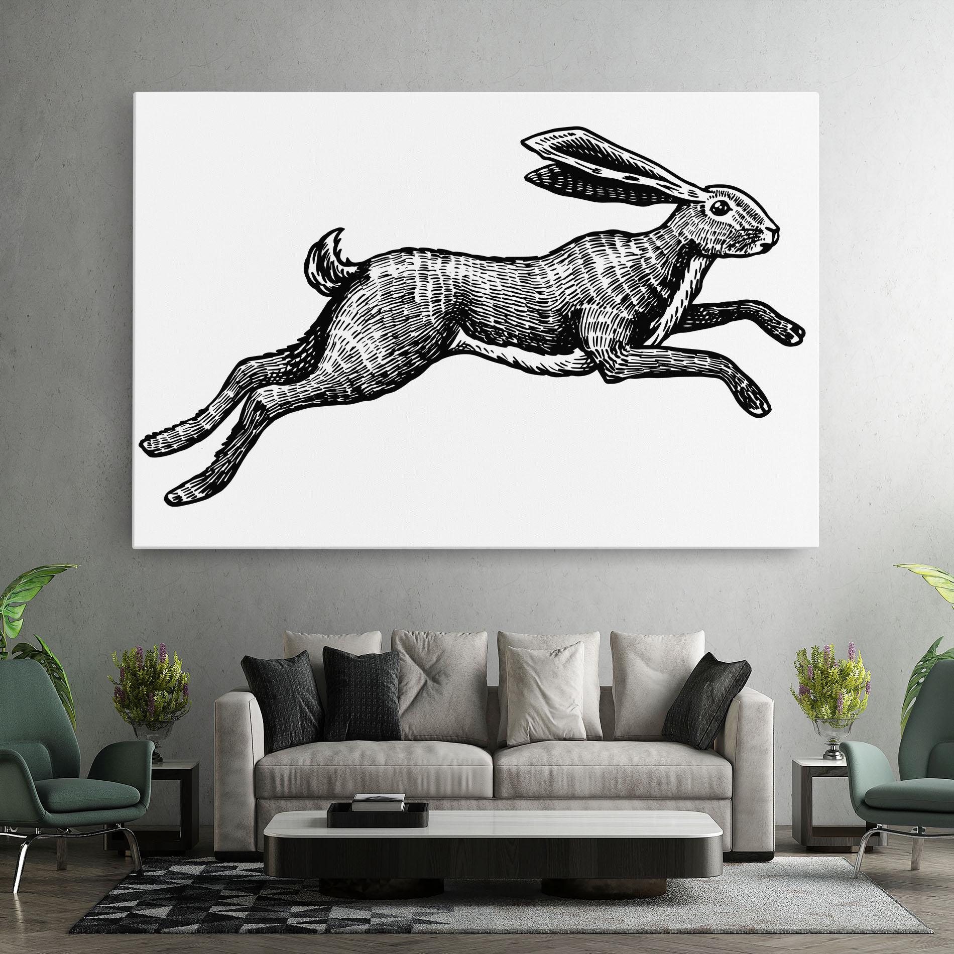 Картина на платно Black Line Bunny mockup 7