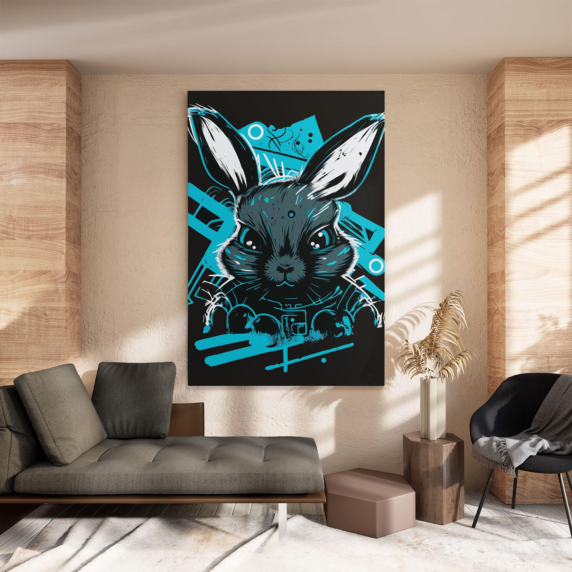 Картина на платно Grey Blue Bunny mockup 8