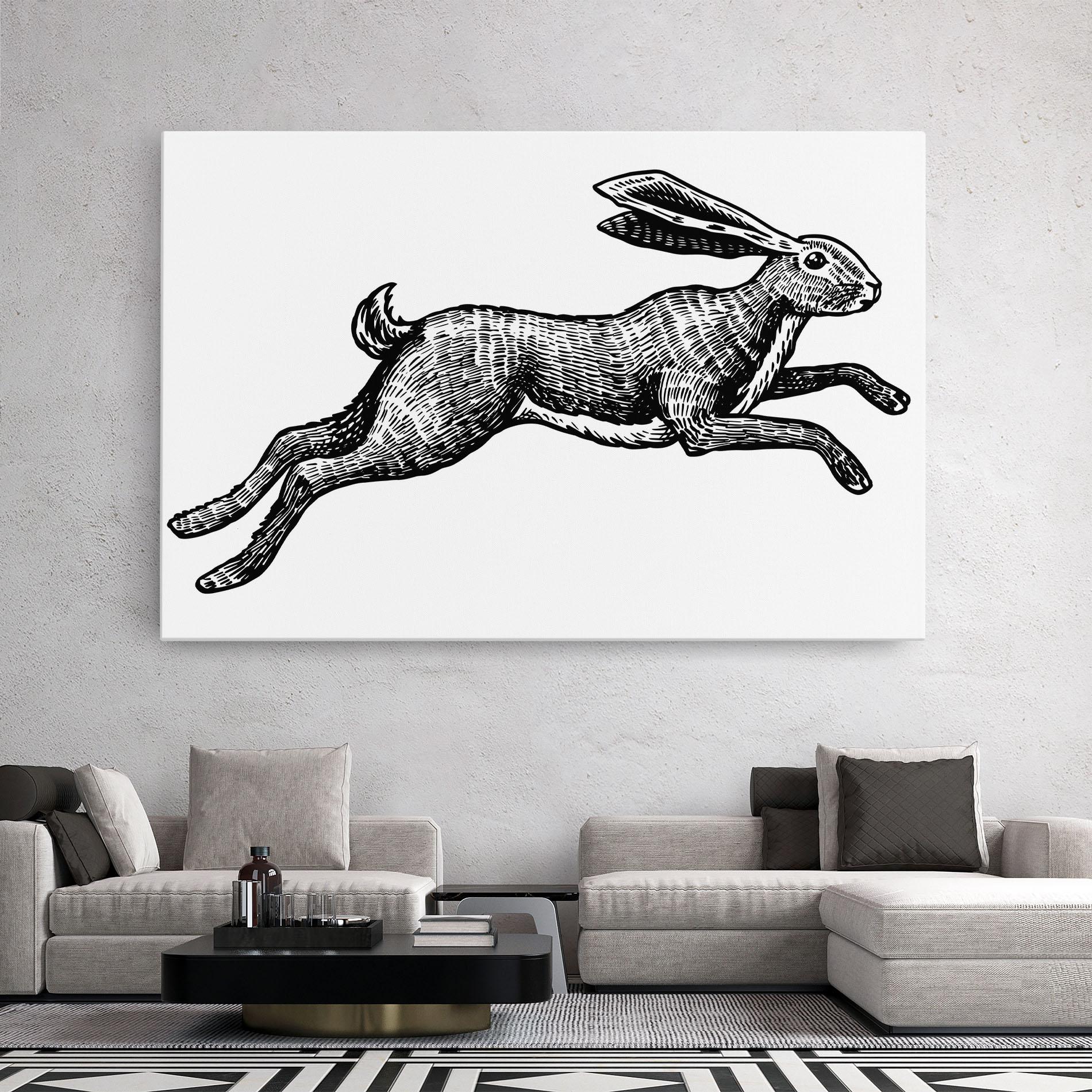 Картина на платно Black Line Bunny mockup 2