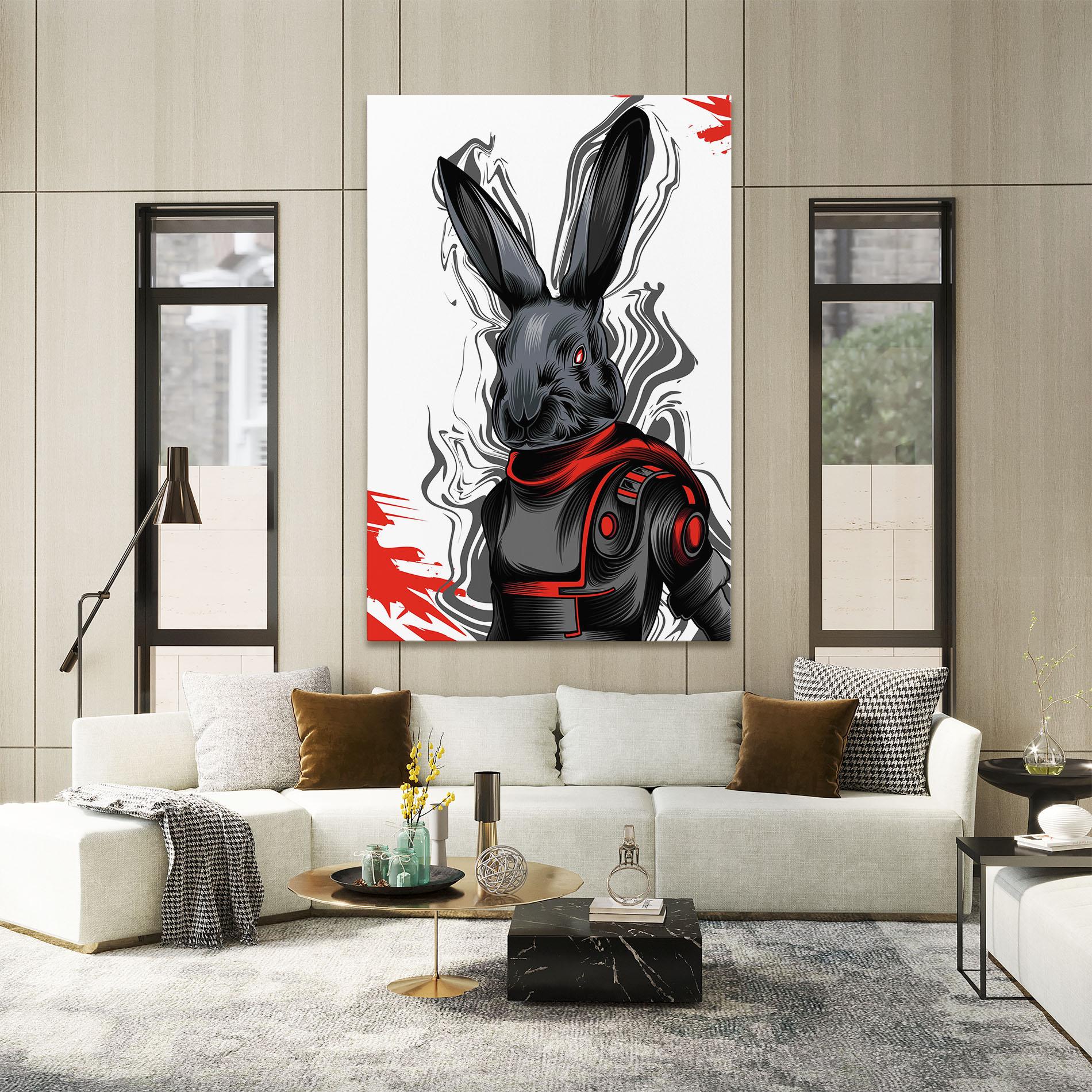 Картина на платно Cyborg Red Bunny mockup 2
