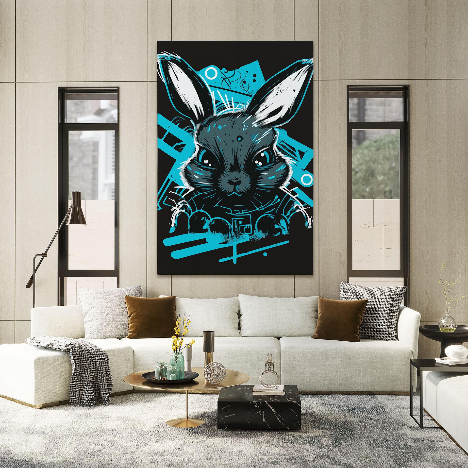 Картина на платно Grey Blue Bunny mockup 2