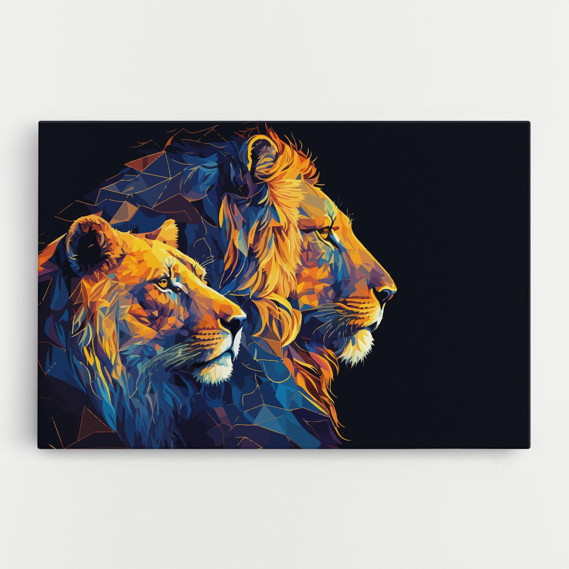 Картина на платно Orange Blue Lion mockup 0