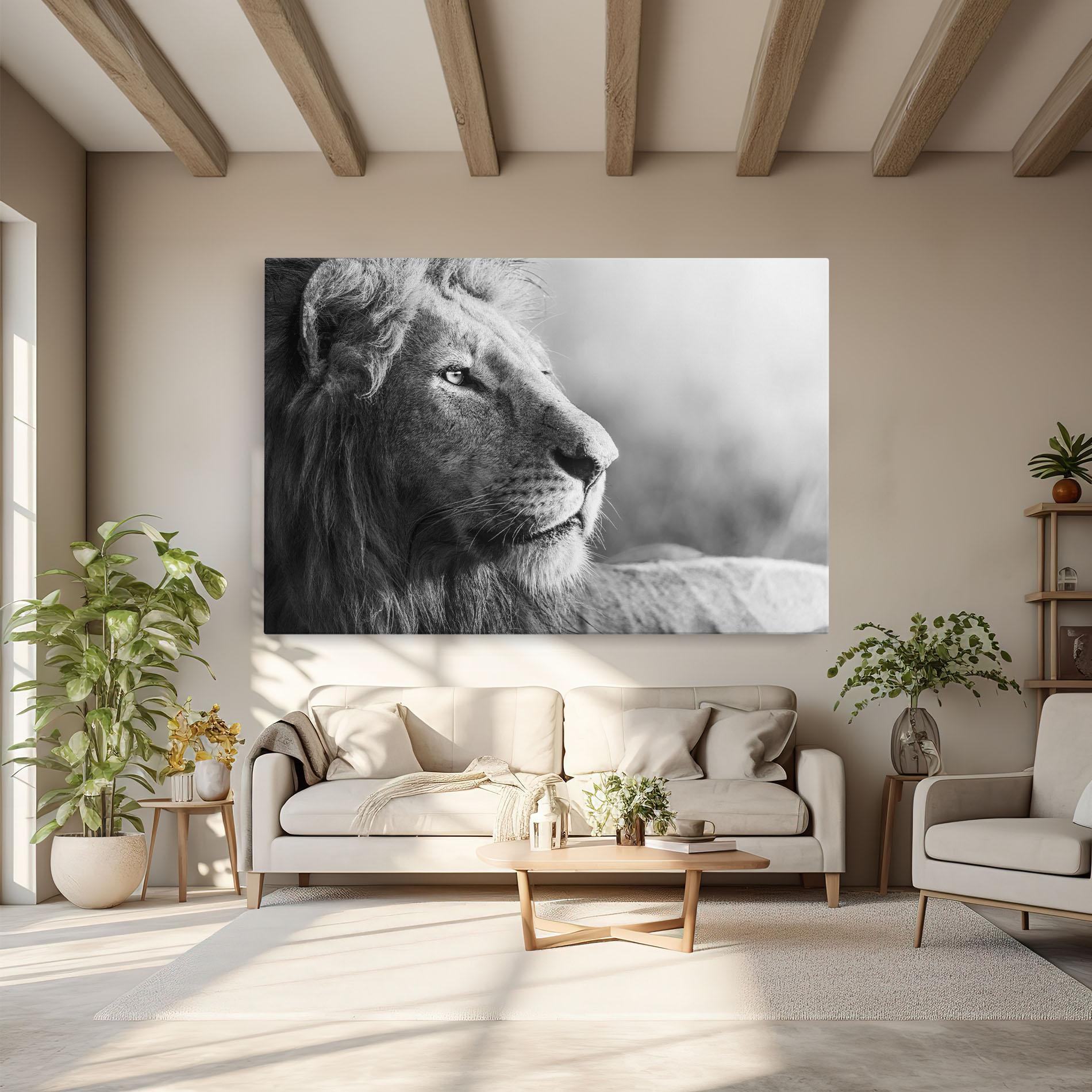 Картина на платно Grey Lion Head mockup 6