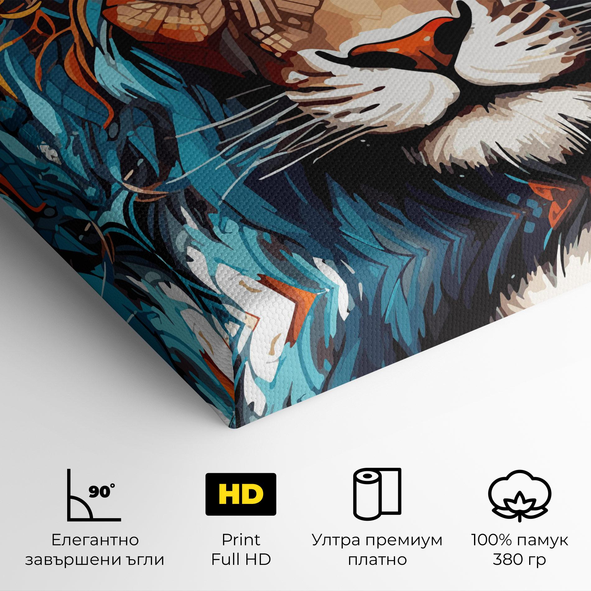 Картина на платно Blue Orange Lion mockup 4