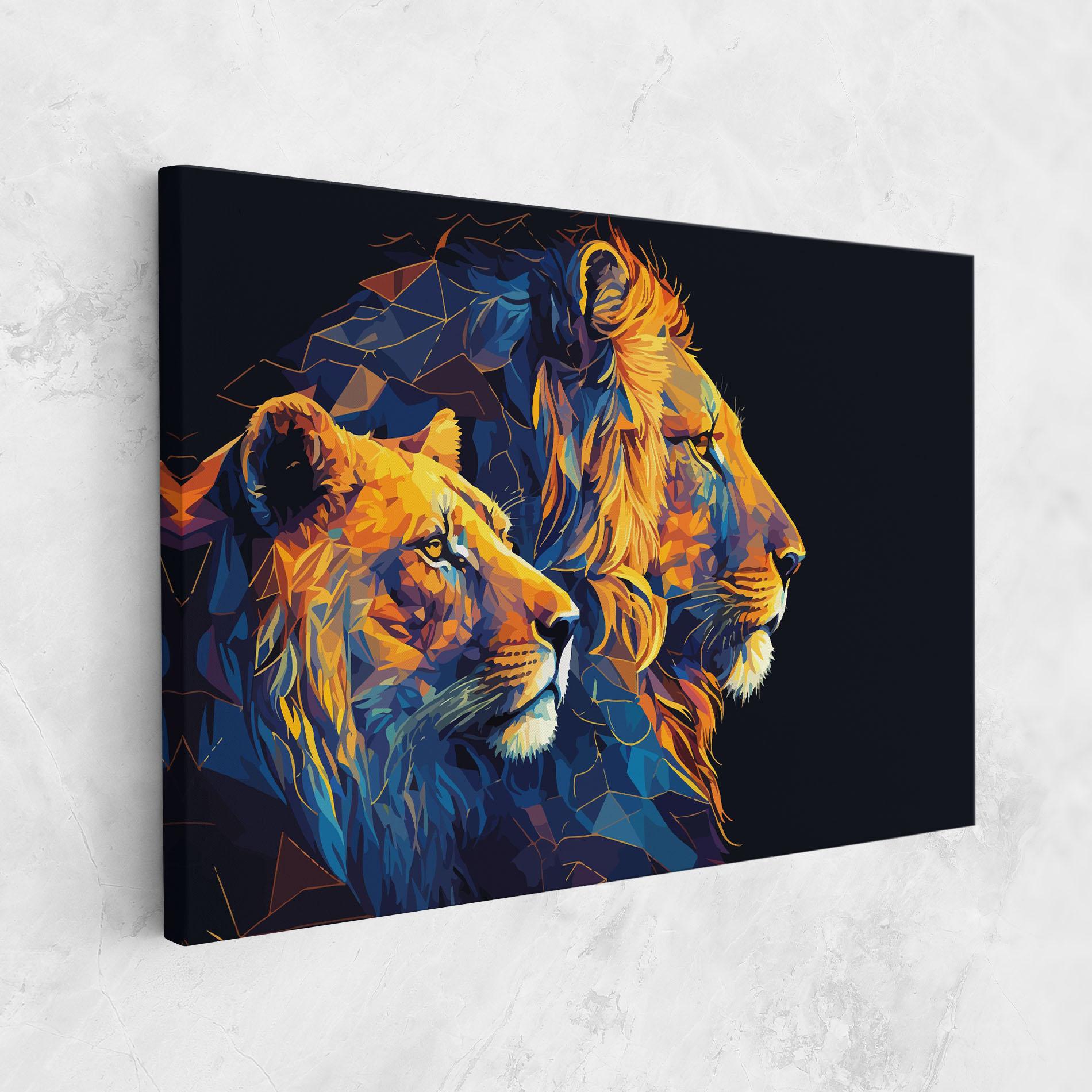 Картина на платно Orange Blue Lion mockup 1