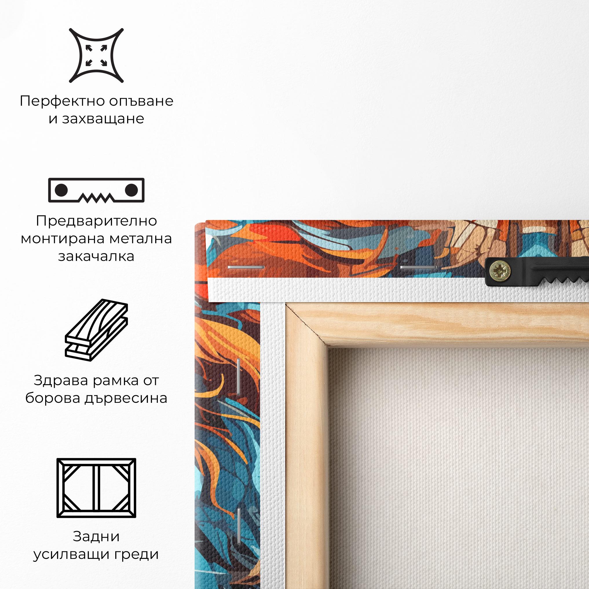 Картина на платно Blue Orange Lion mockup 5