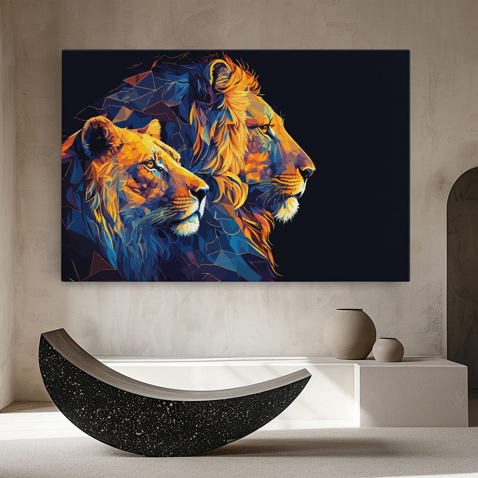 Картина на платно Orange Blue Lion mockup 8
