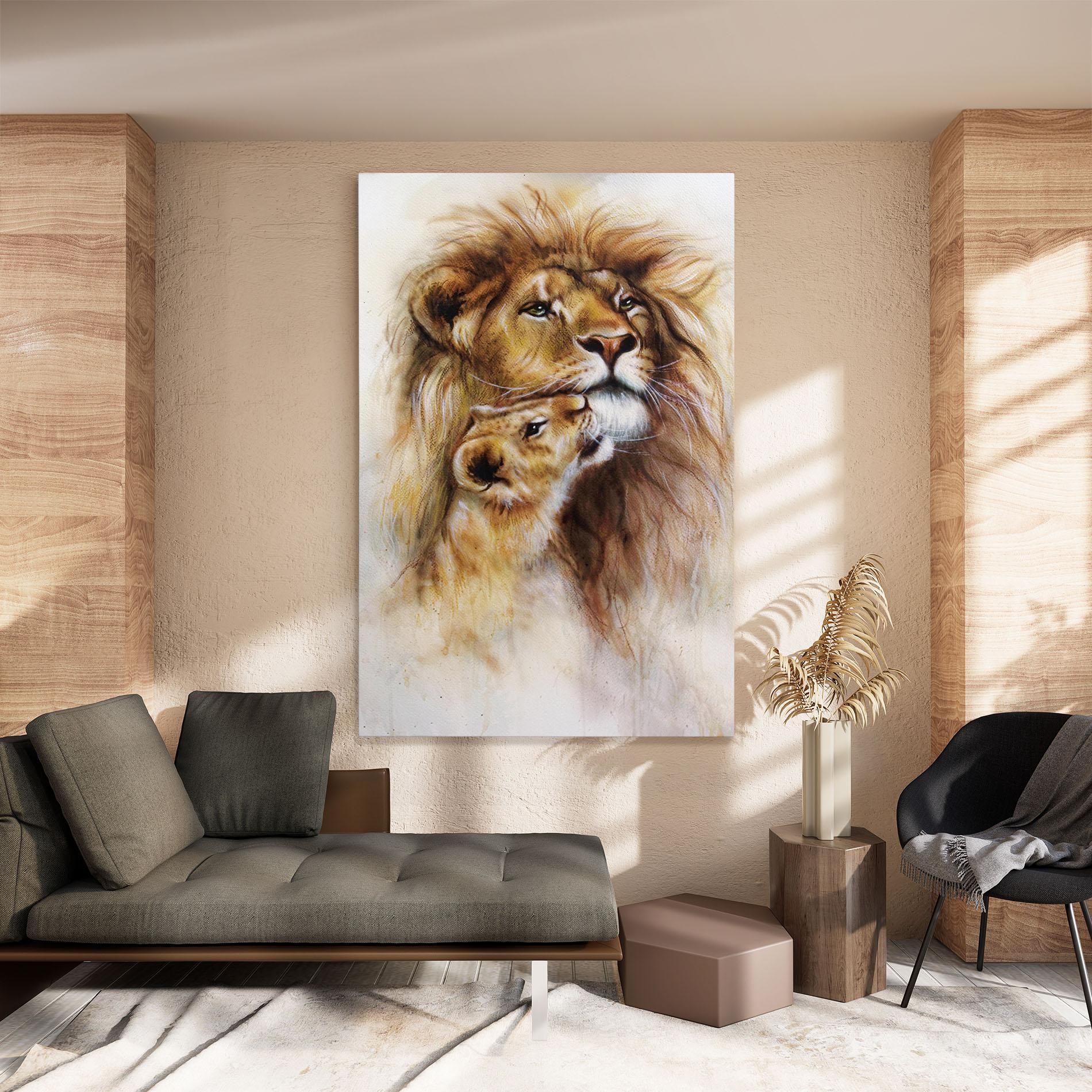 Картина на платно Lion Love mockup 8