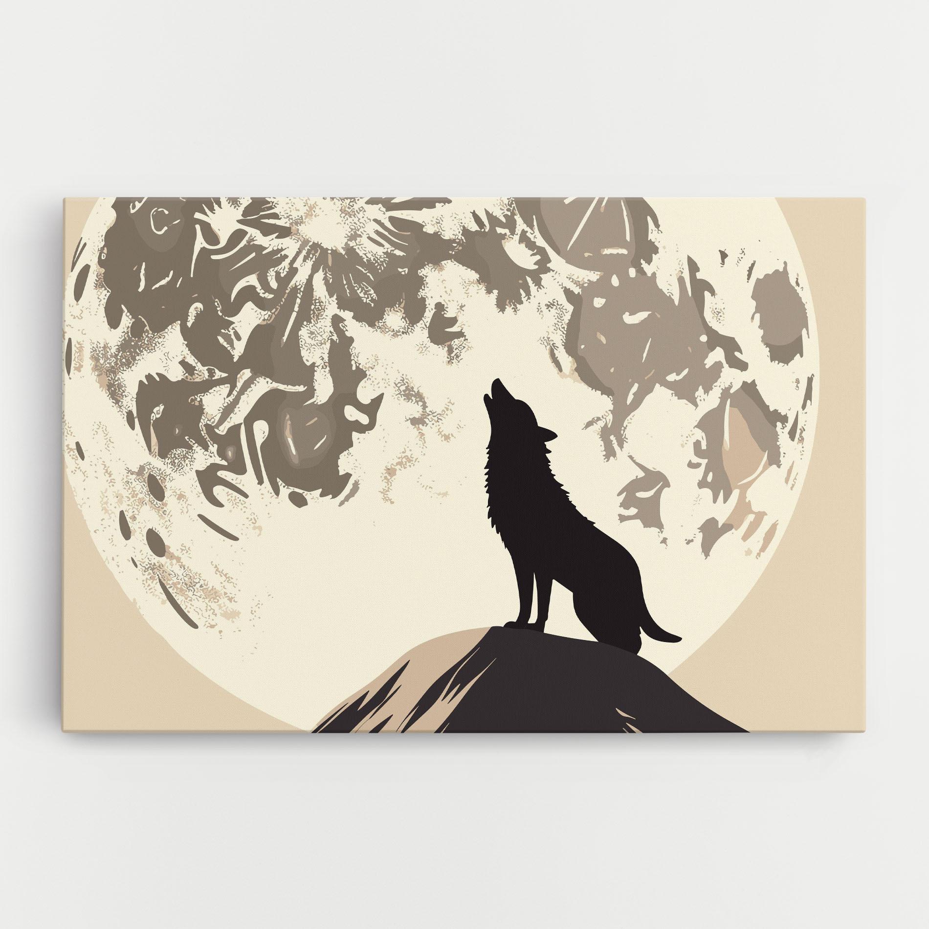 Картина на платно Cream Moon Wolf mockup 0