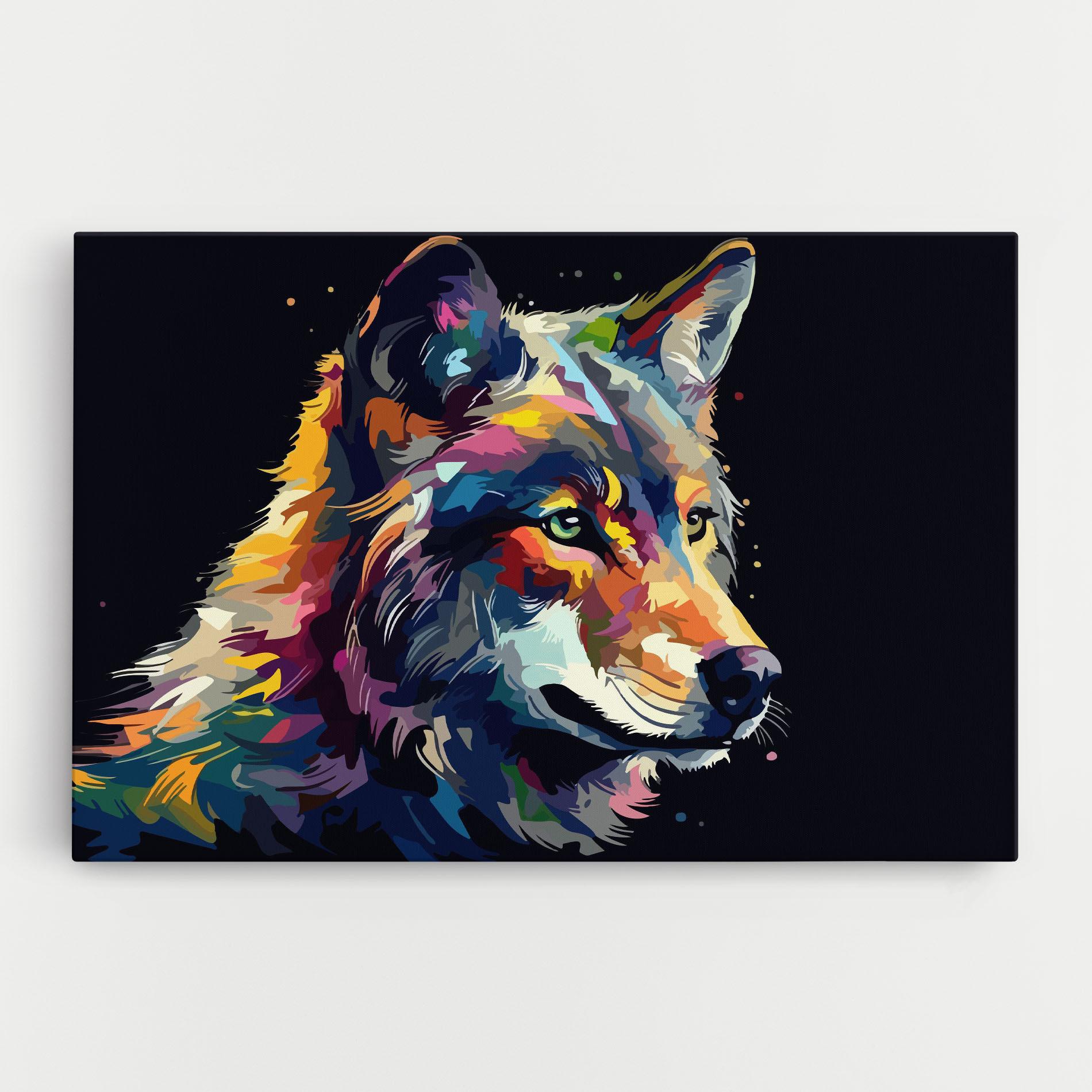 Картина на платно Painted Wolf mockup 0