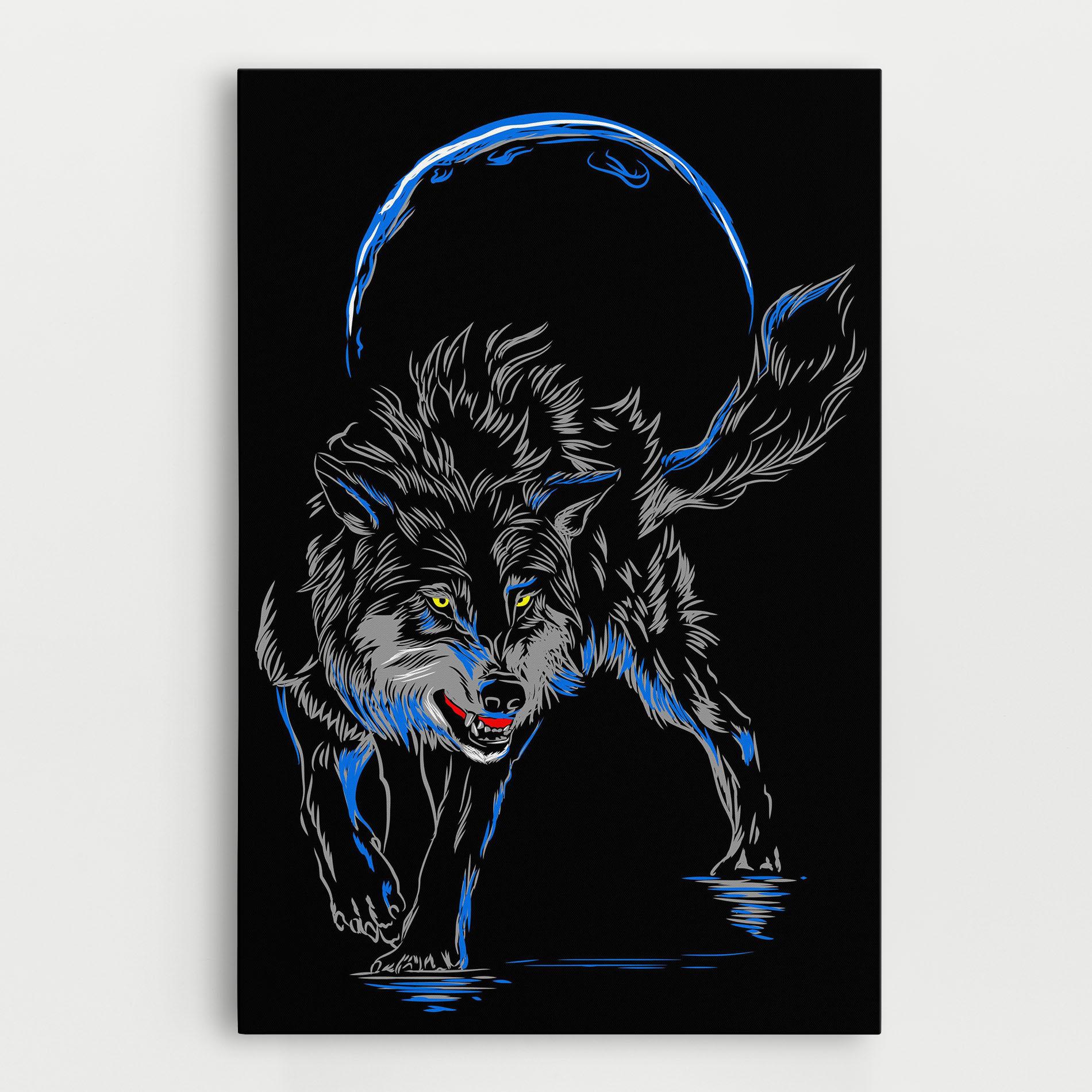 Картина на платно Grey Blue Wolf mockup 0