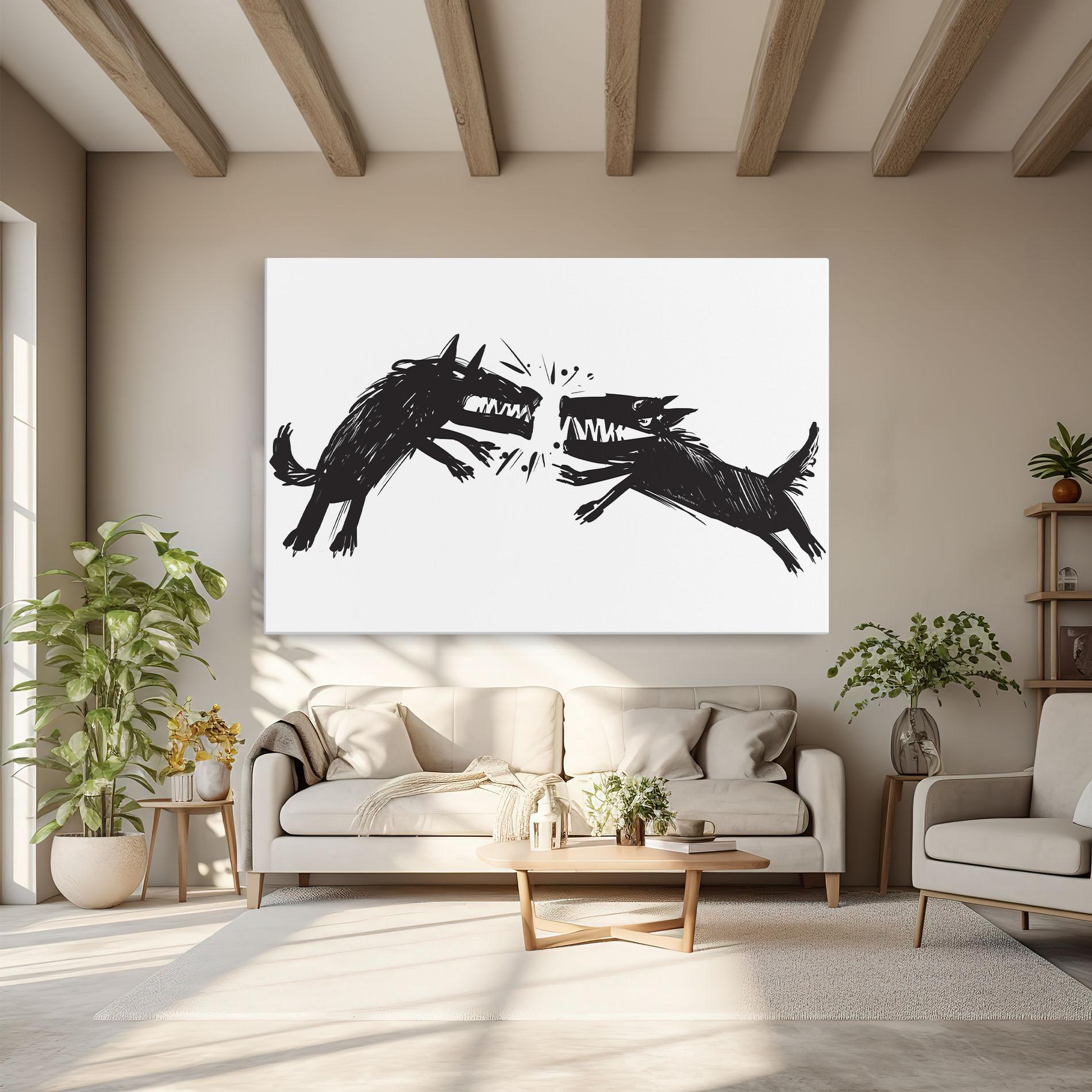 Картина на платно Black Wolves mockup 6