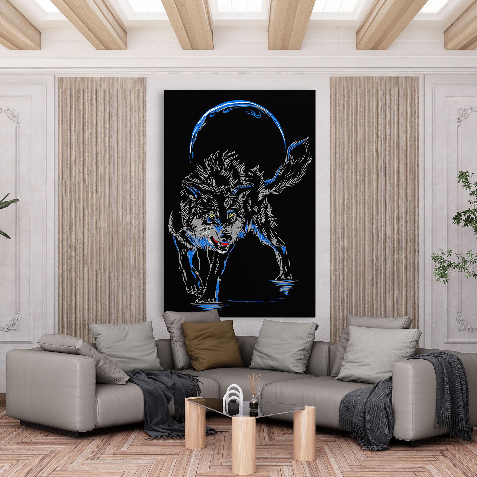 Картина на платно Grey Blue Wolf mockup 6