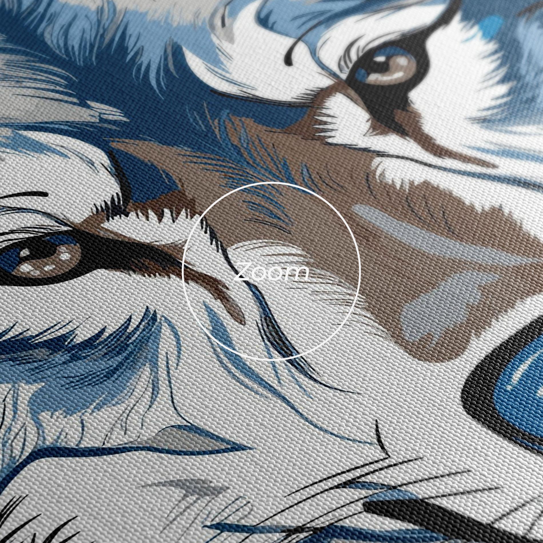 Картина на платно Blue Wolf Head mockup 3
