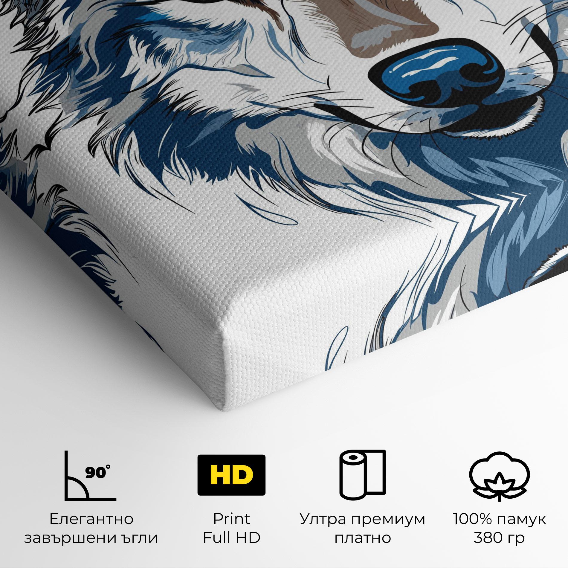 Картина на платно Blue Wolf Head mockup 4