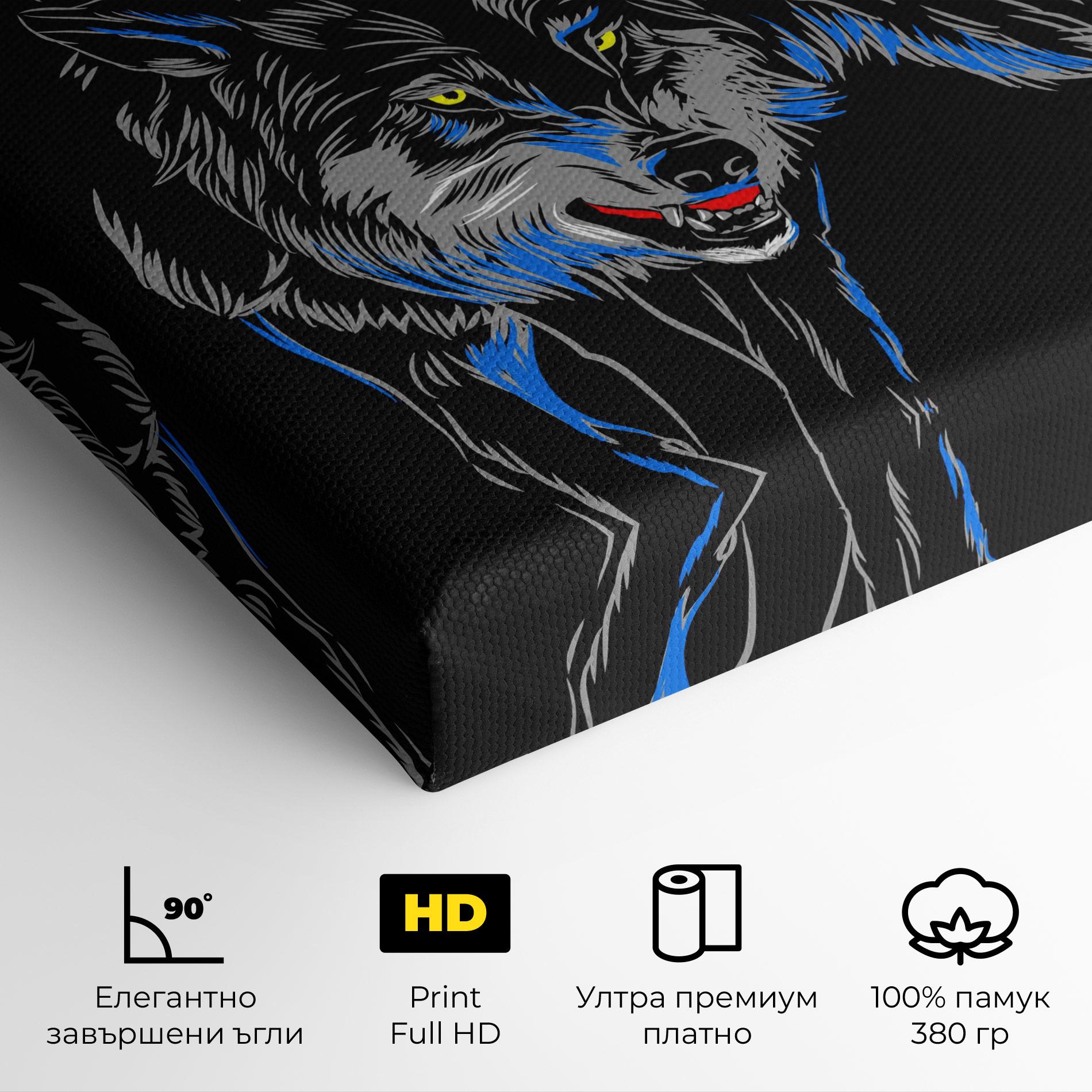 Картина на платно Grey Blue Wolf mockup 4