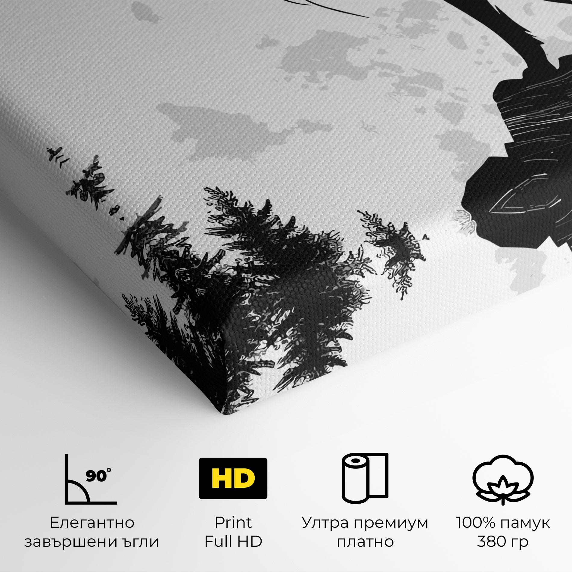 Картина на платно Grey Moon Wolf mockup 4