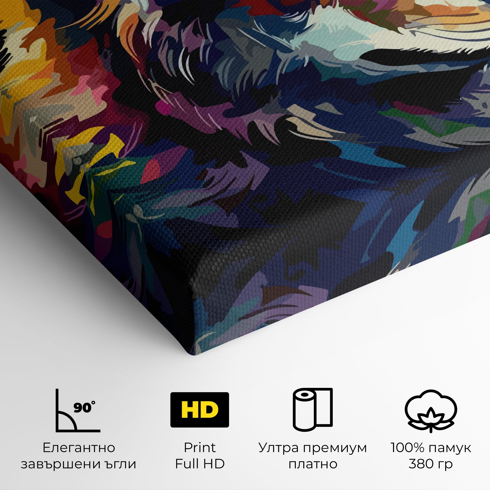 Картина на платно Painted Wolf mockup 4