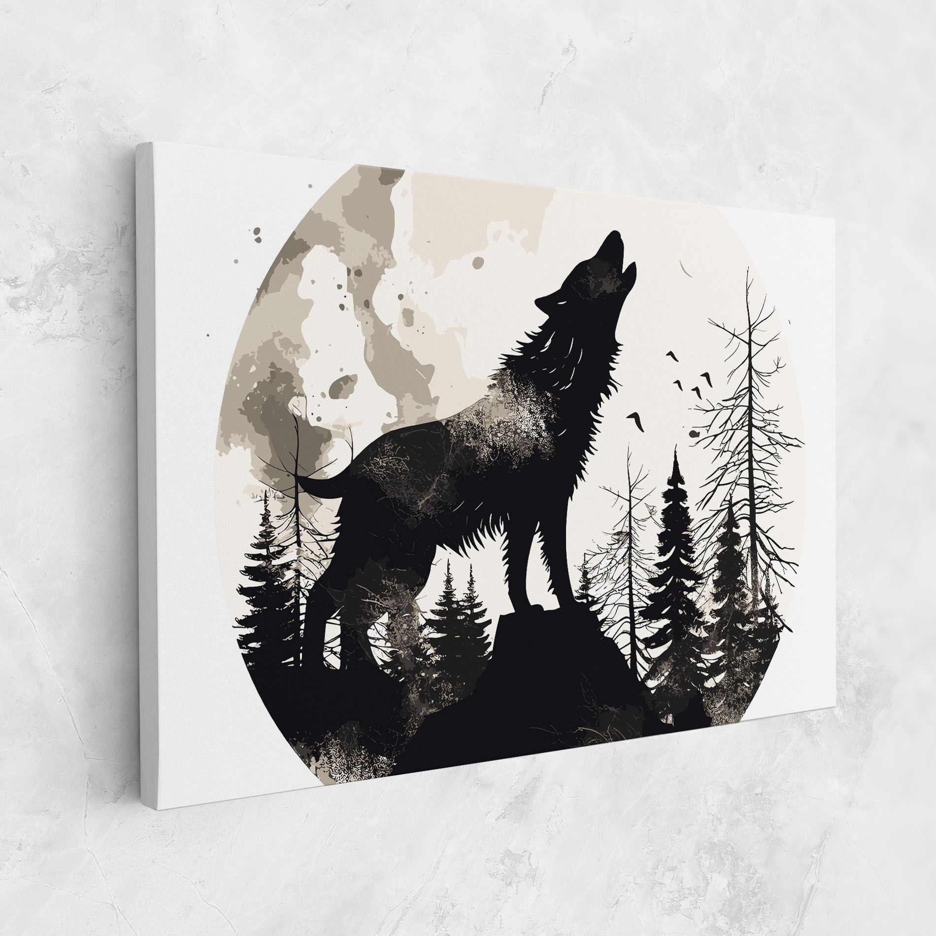 Black On Cream Wolf mockup 1