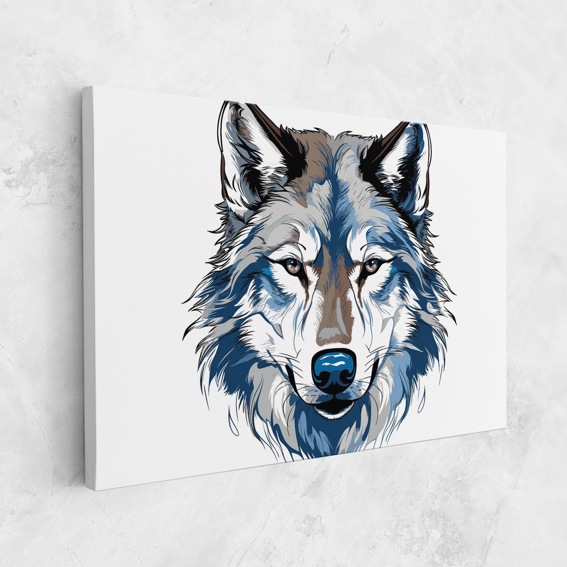 Картина на платно Blue Wolf Head mockup 1