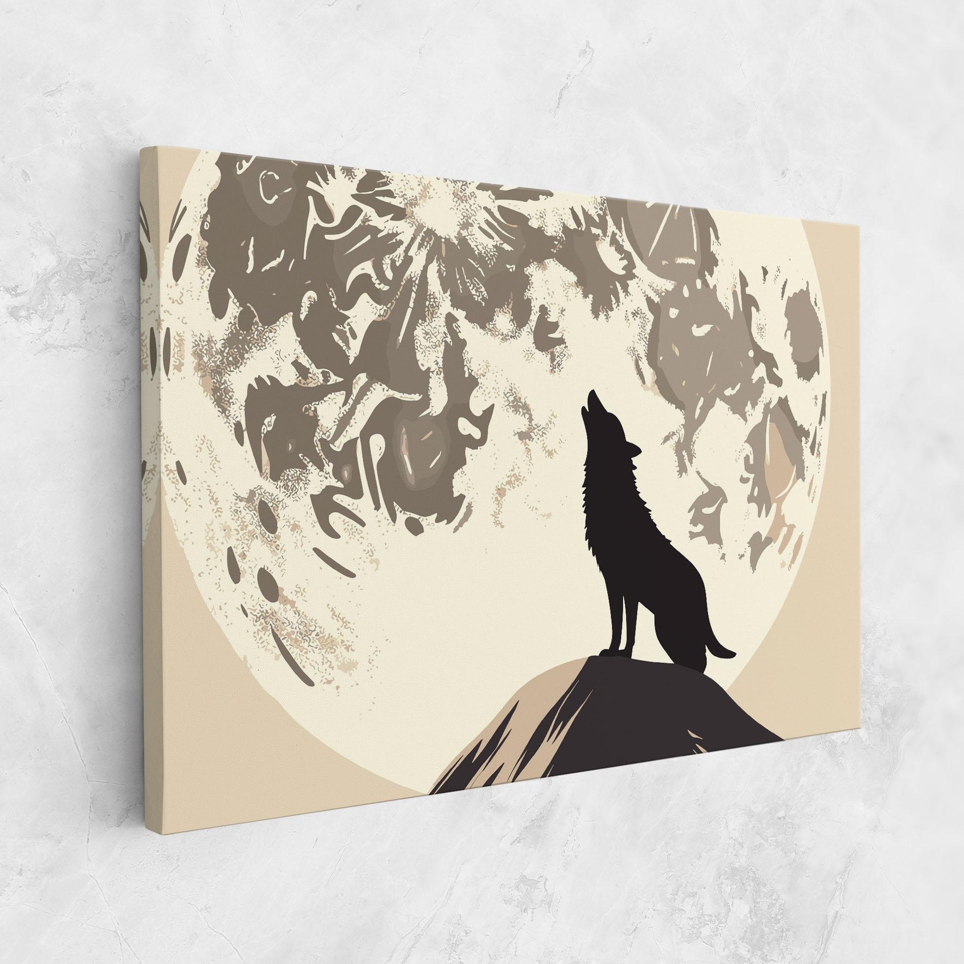 Картина на платно Cream Moon Wolf mockup 1