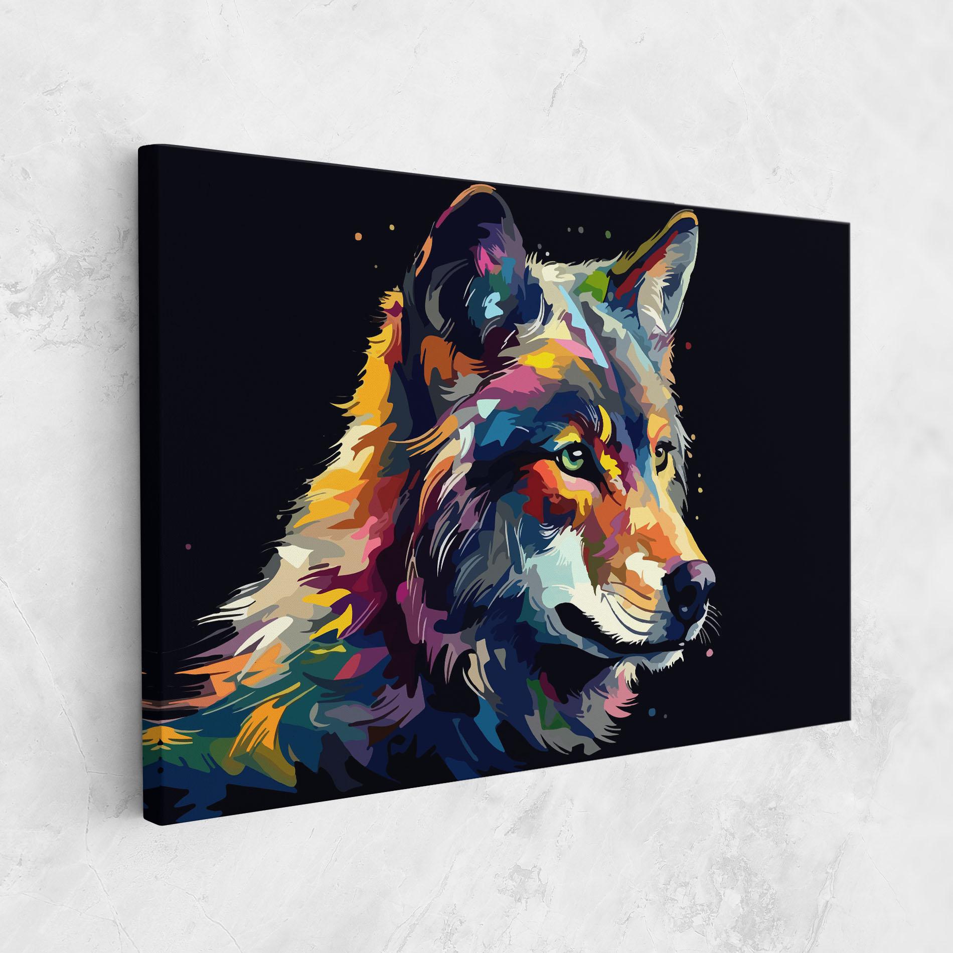 Картина на платно Painted Wolf mockup 1