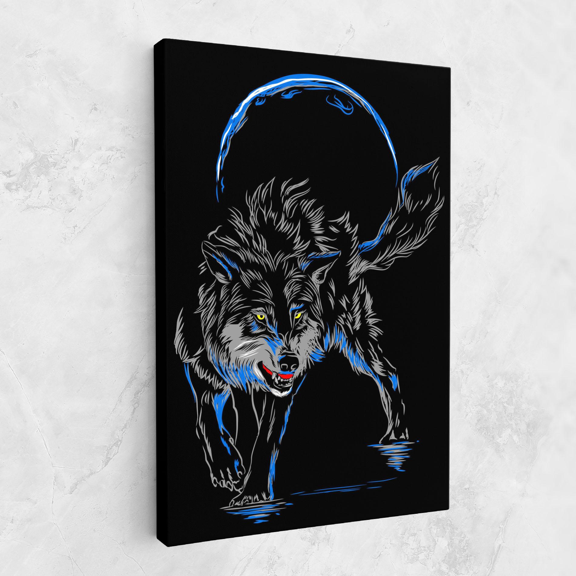 Картина на платно Grey Blue Wolf mockup 1