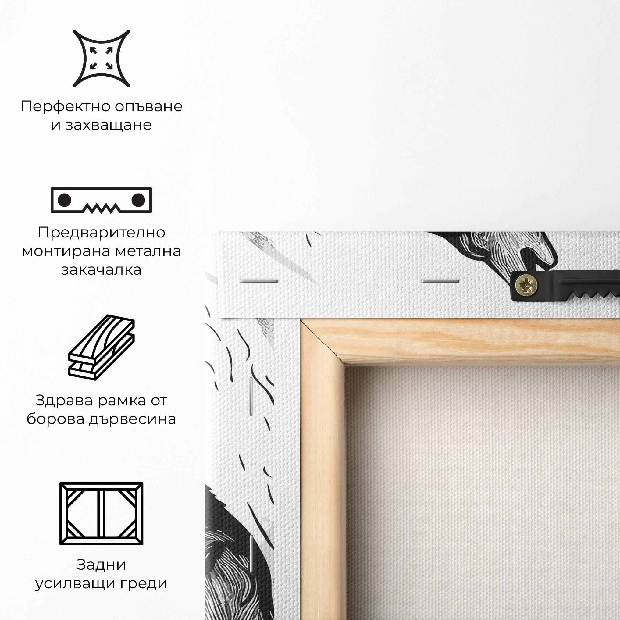 Картина на платно Grey Moon Wolf mockup 5