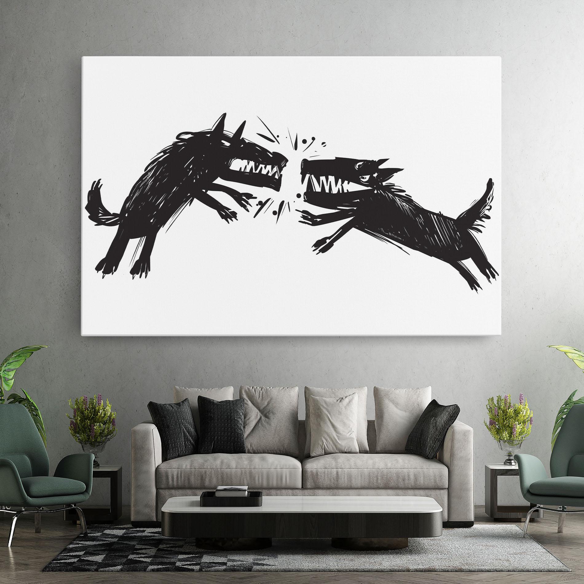 Картина на платно Black Wolves mockup 7