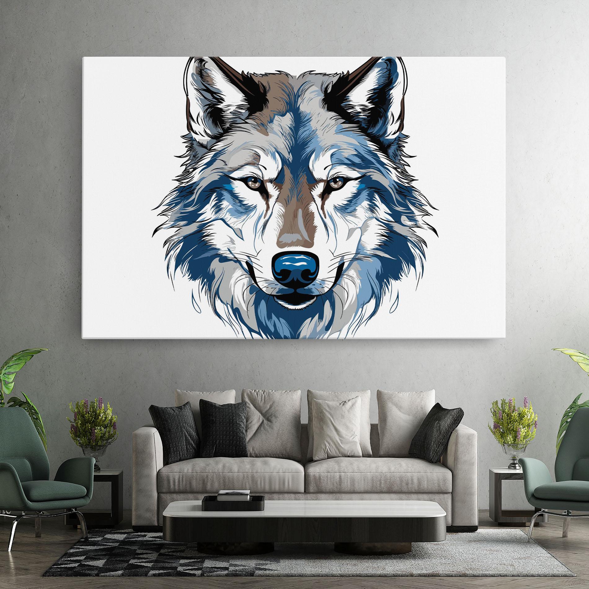 Картина на платно Blue Wolf Head mockup 7