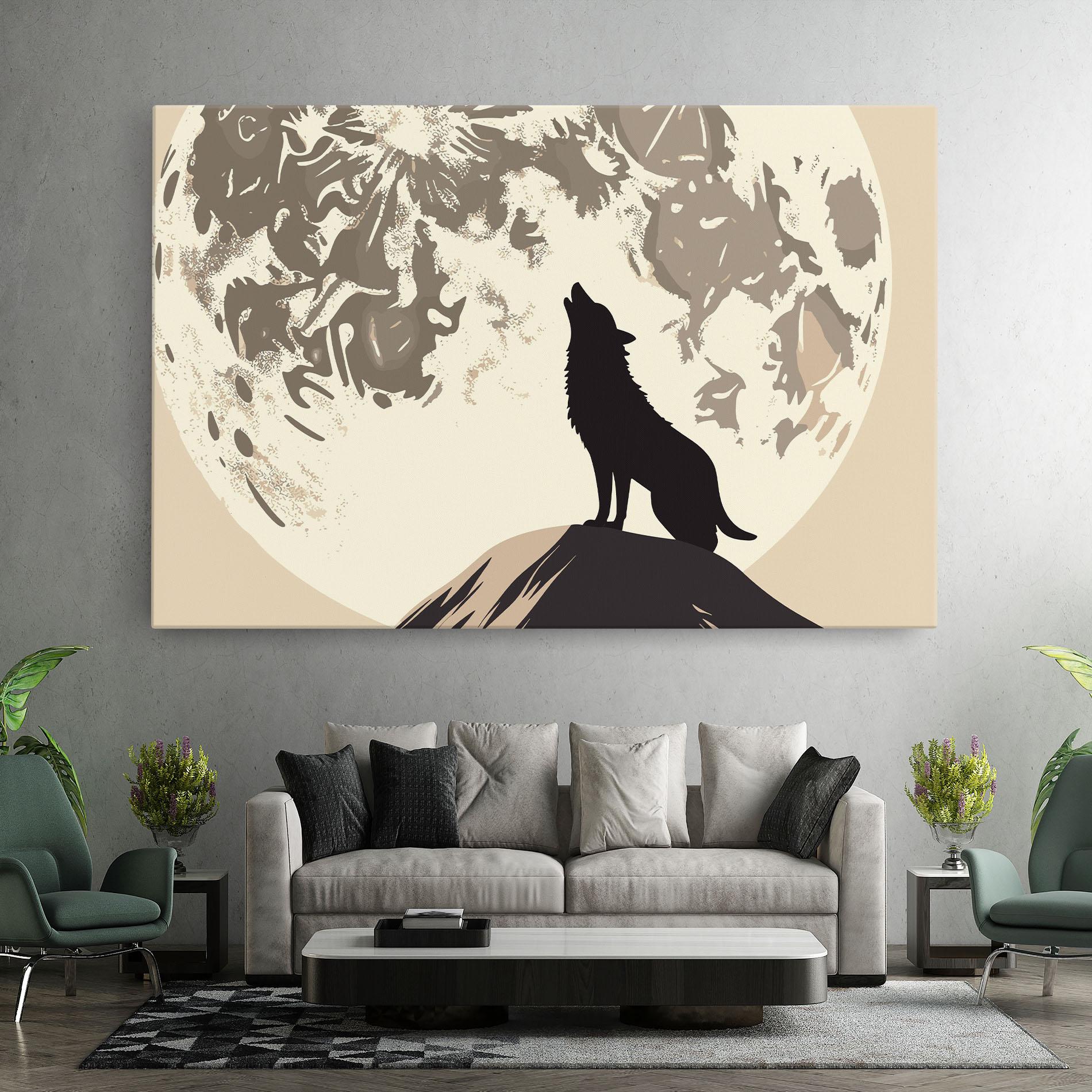 Картина на платно Cream Moon Wolf mockup 7