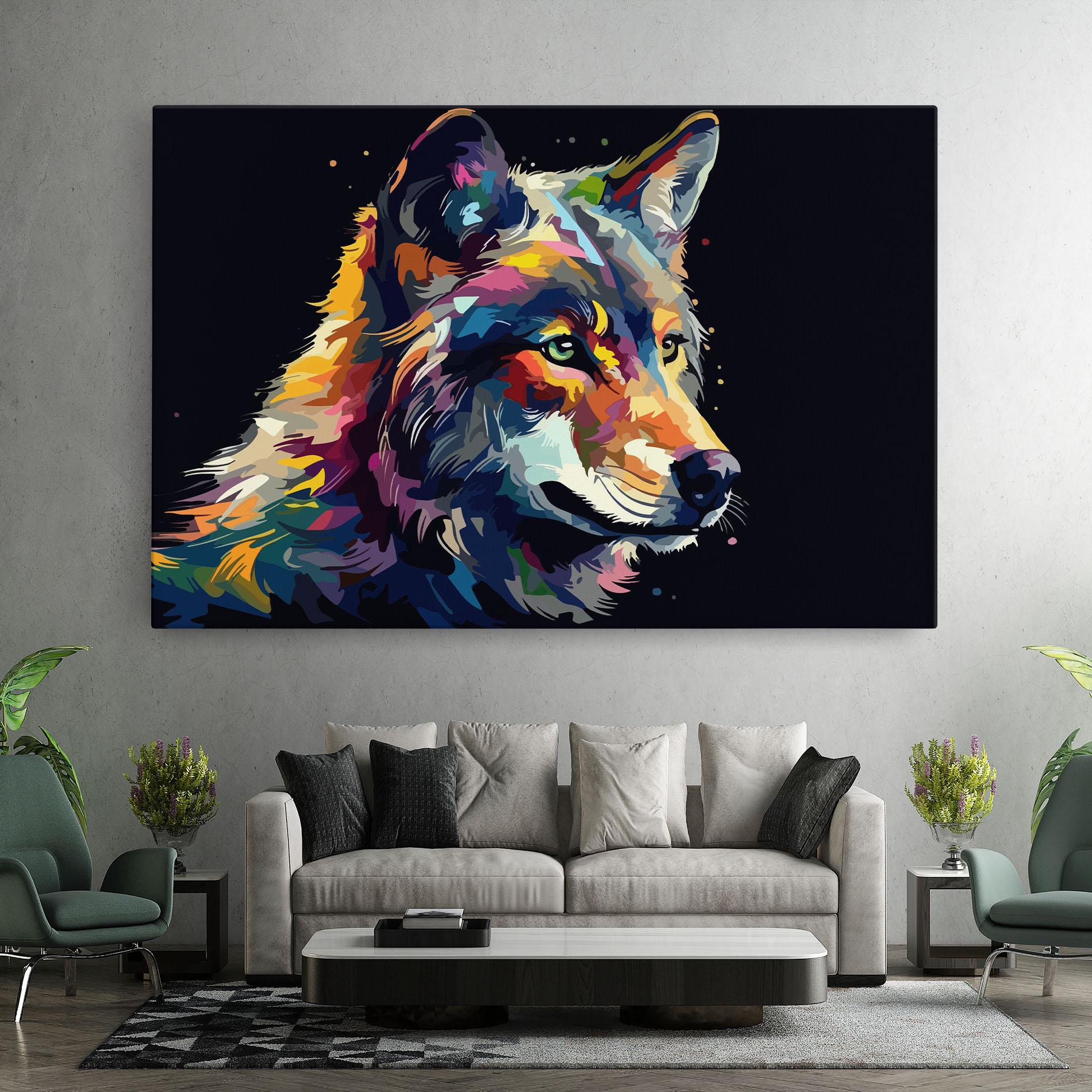 Картина на платно Painted Wolf mockup 7