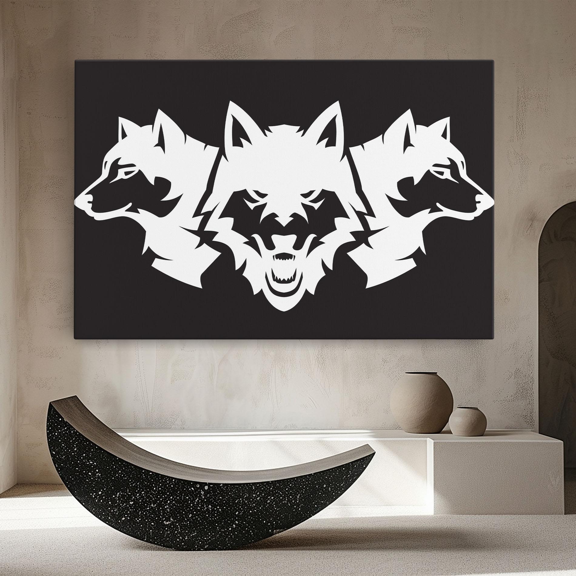 Картина на платно 3 Wolf Heads mockup 8