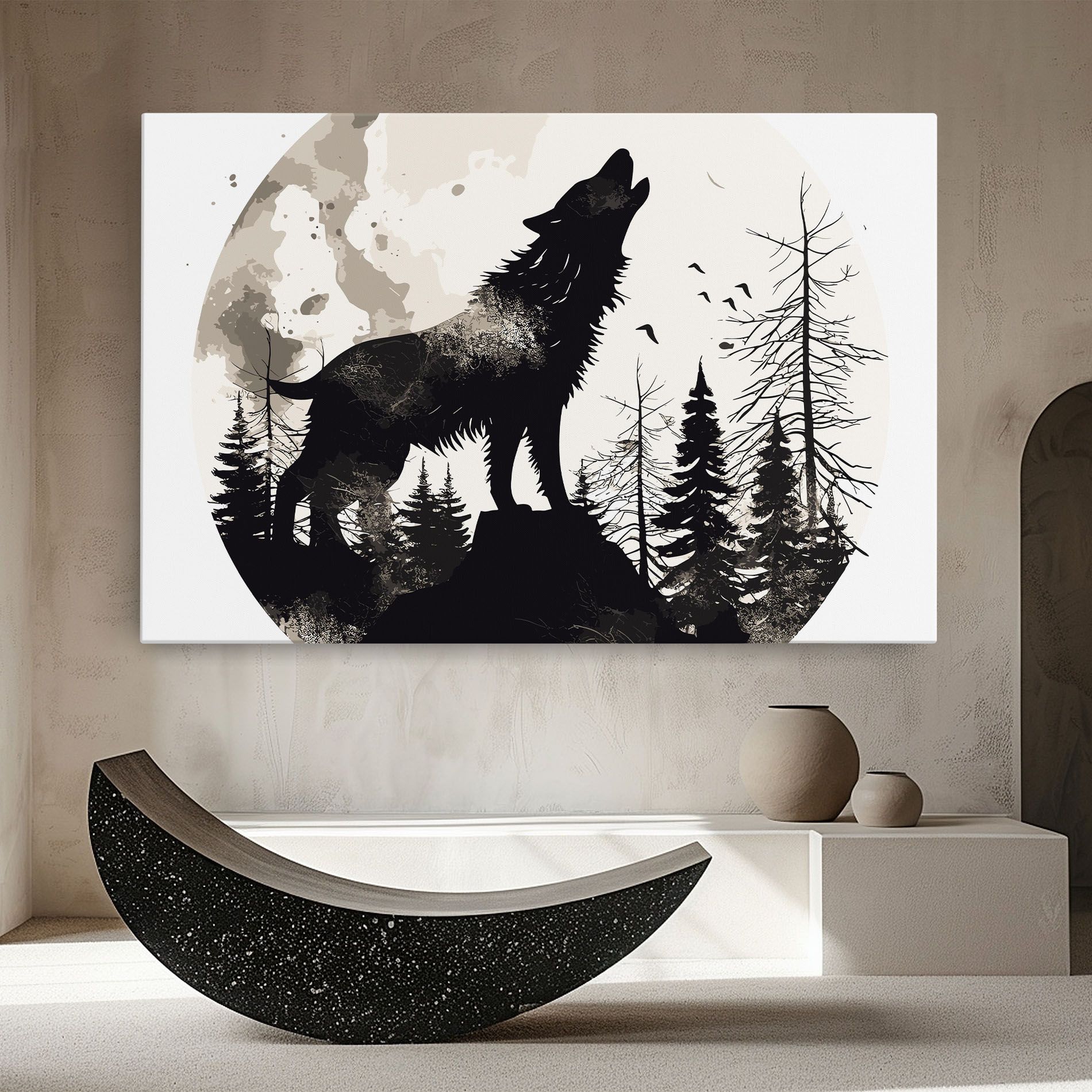 Black On Cream Wolf mockup 8
