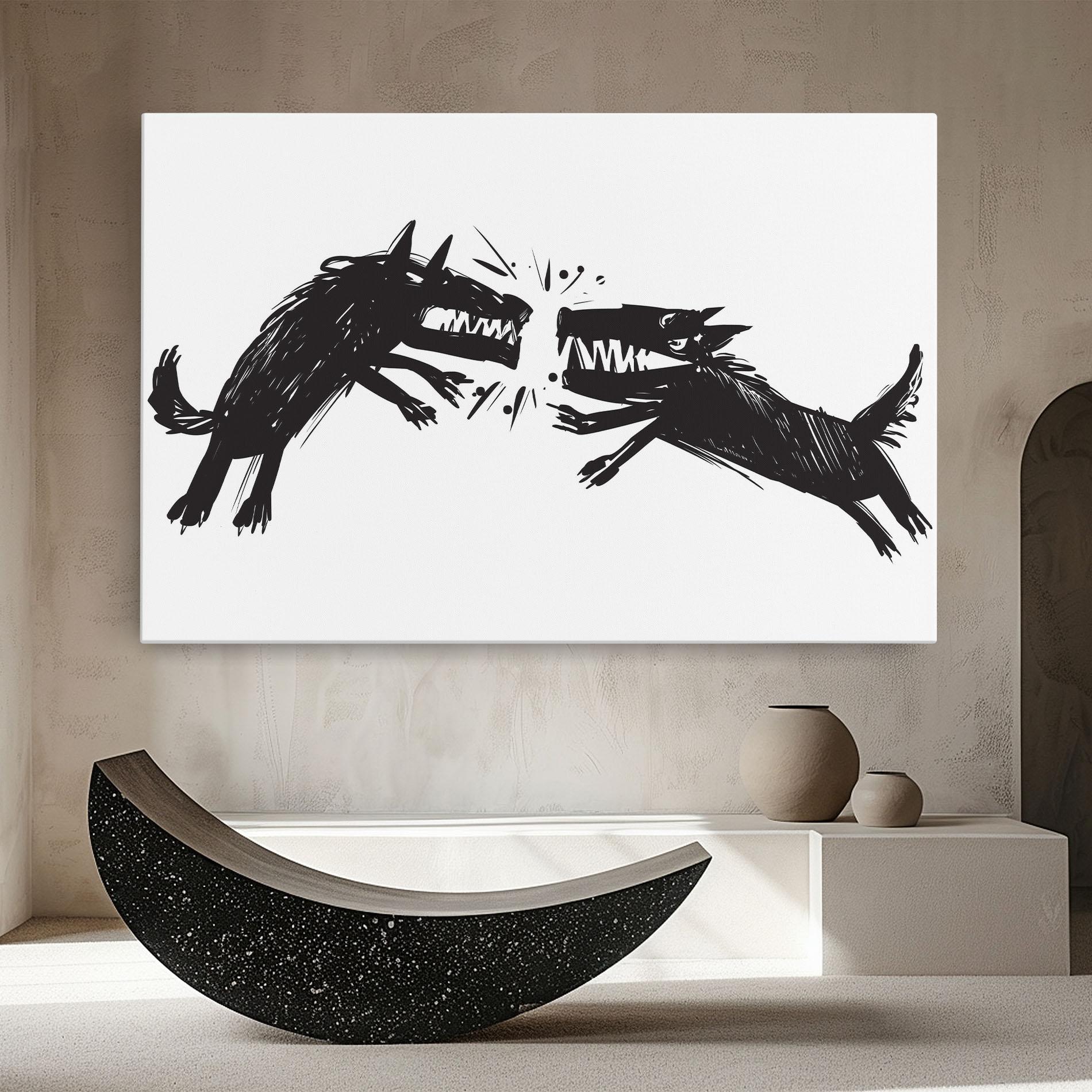 Картина на платно Black Wolves mockup 8