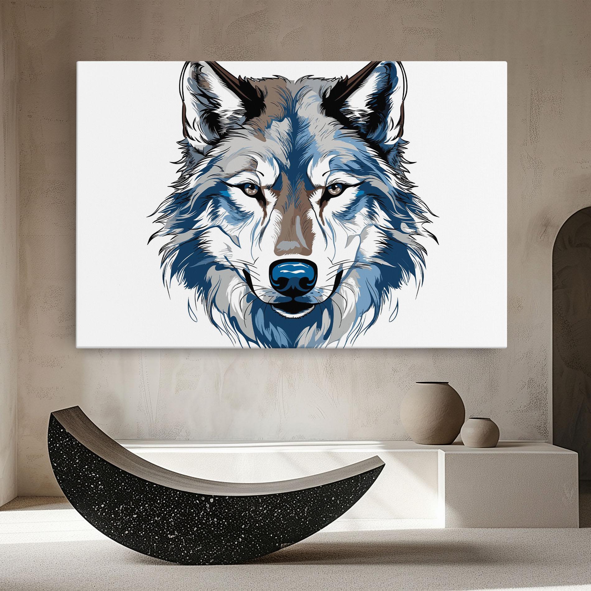 Картина на платно Blue Wolf Head mockup 8