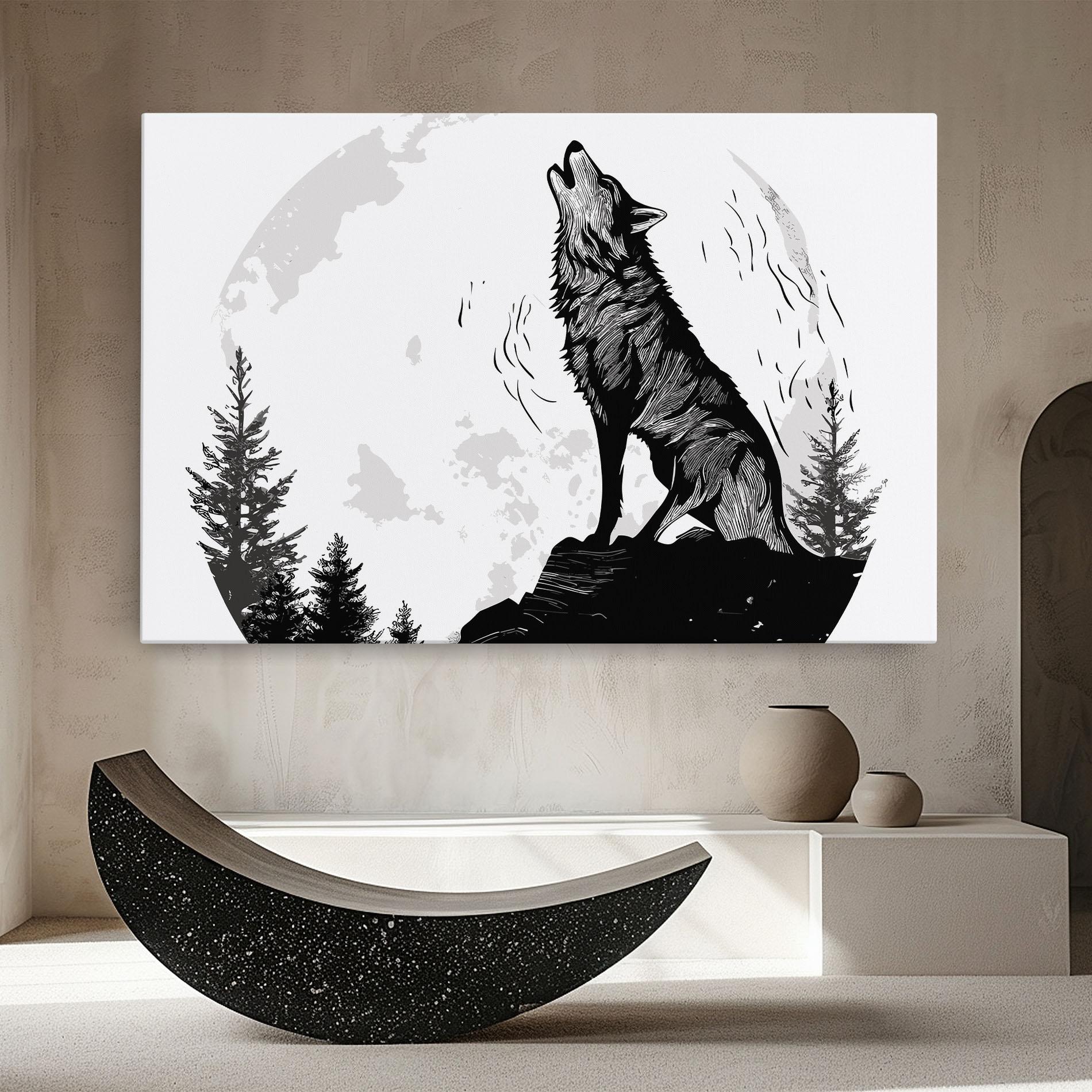 Картина на платно Grey Moon Wolf mockup 8