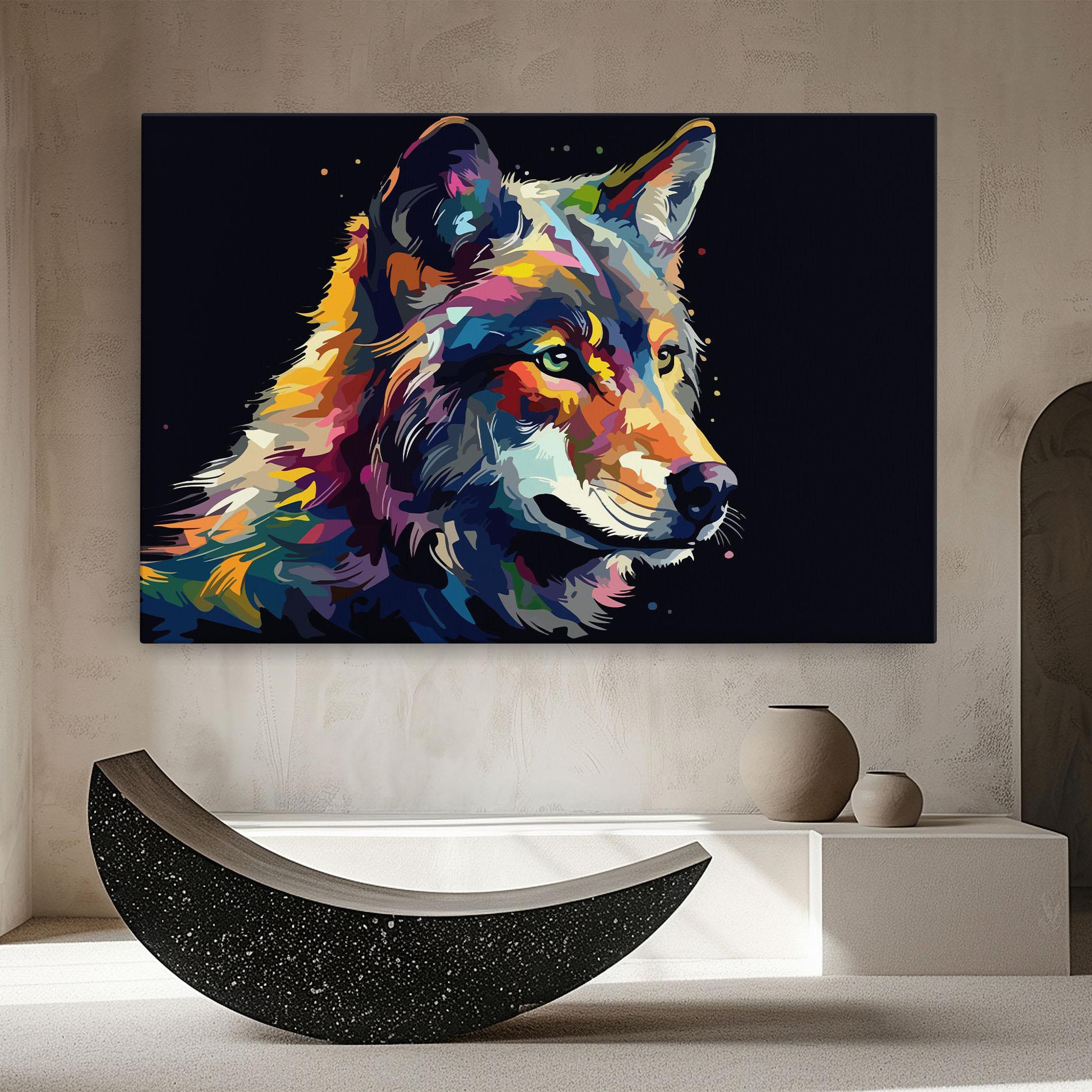 Картина на платно Painted Wolf mockup 8
