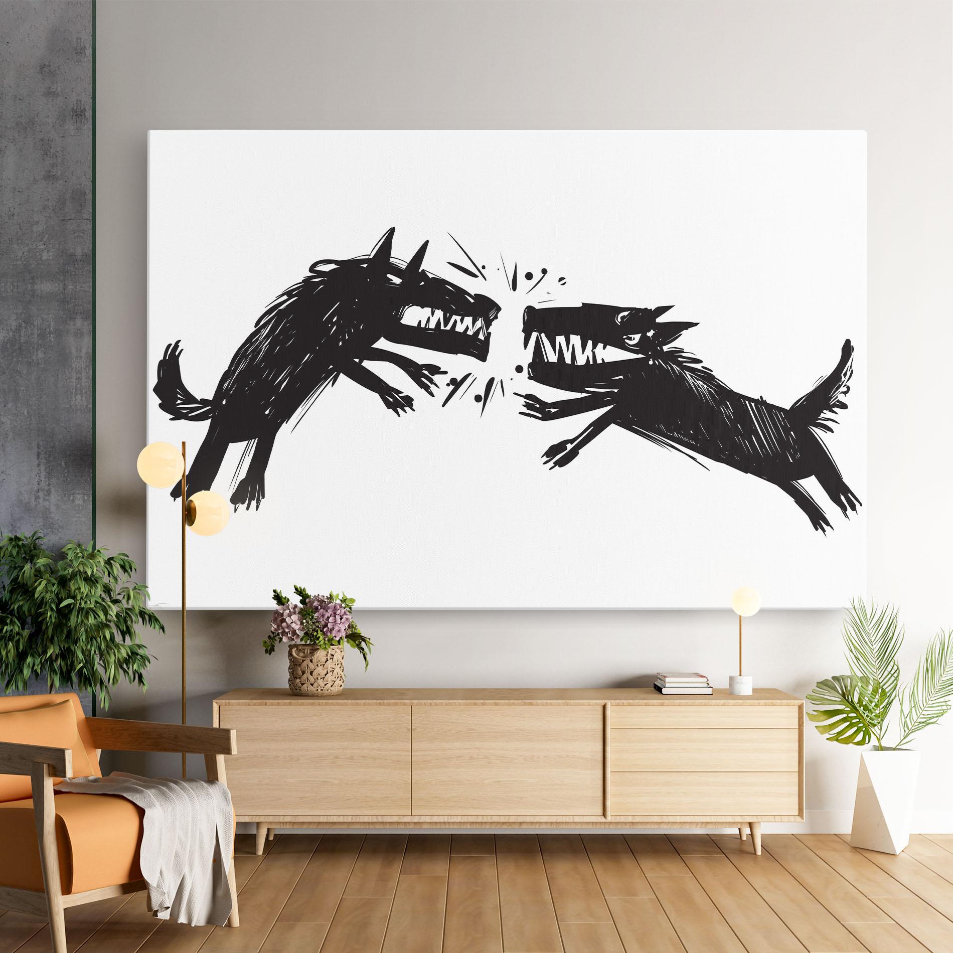 Картина на платно Black Wolves mockup 9