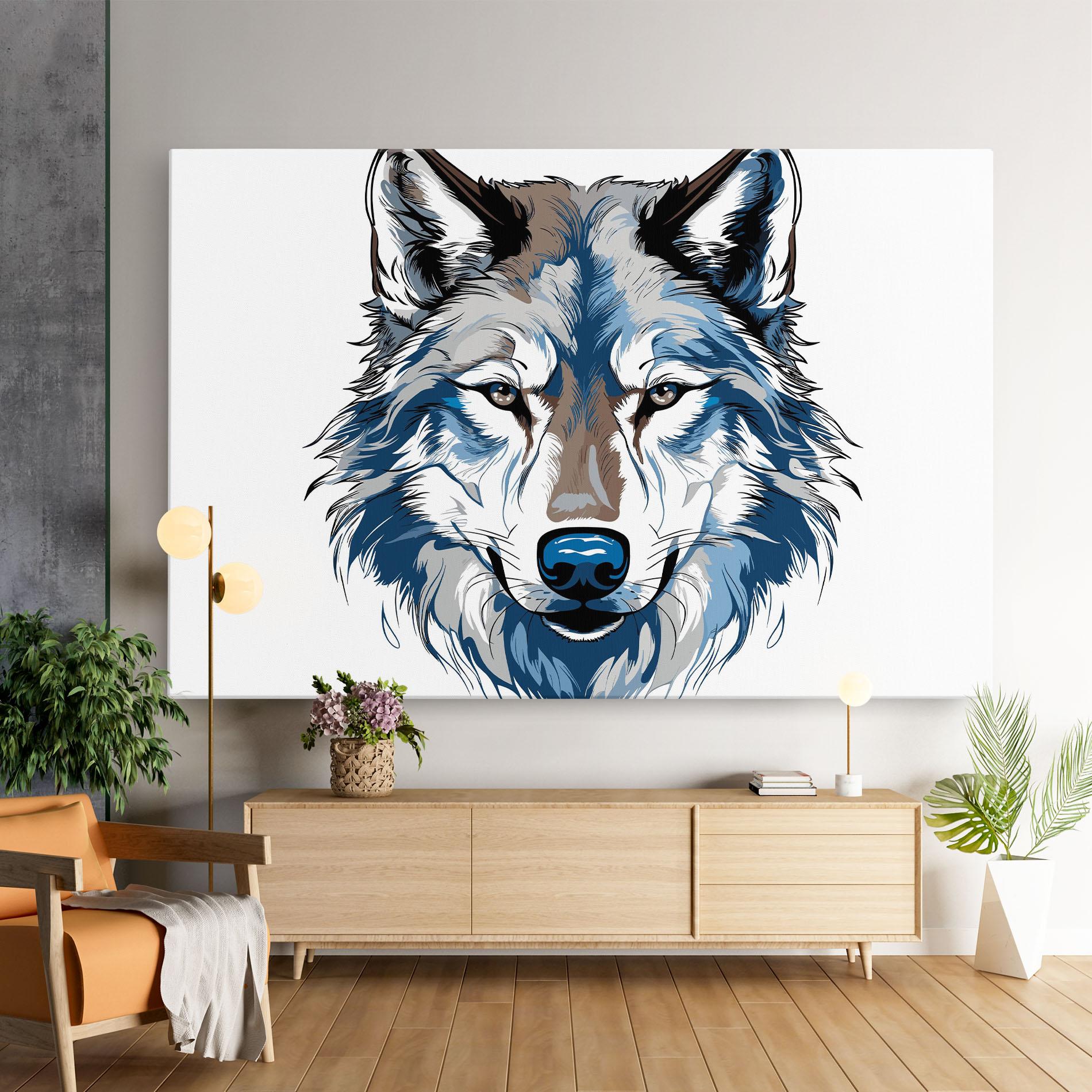 Картина на платно Blue Wolf Head mockup 9