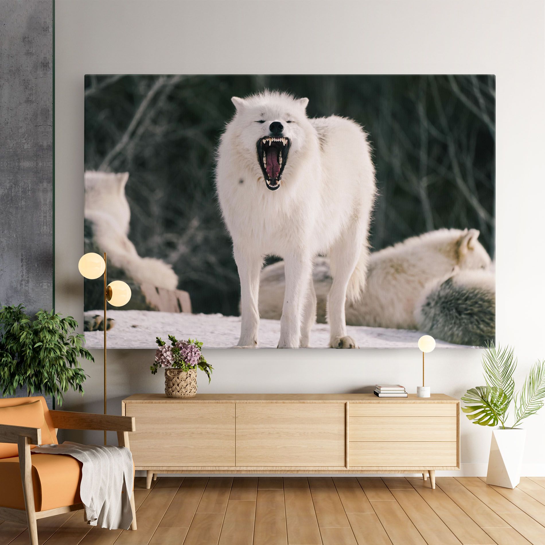 Laughing White Wolf mockup 9