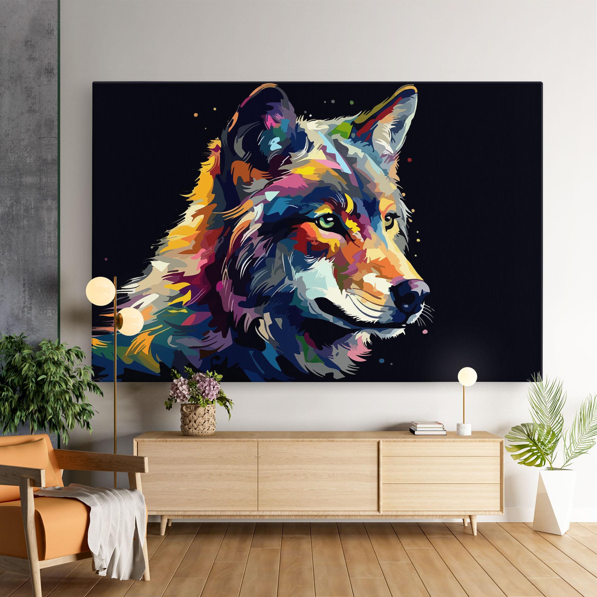 Картина на платно Painted Wolf mockup 9