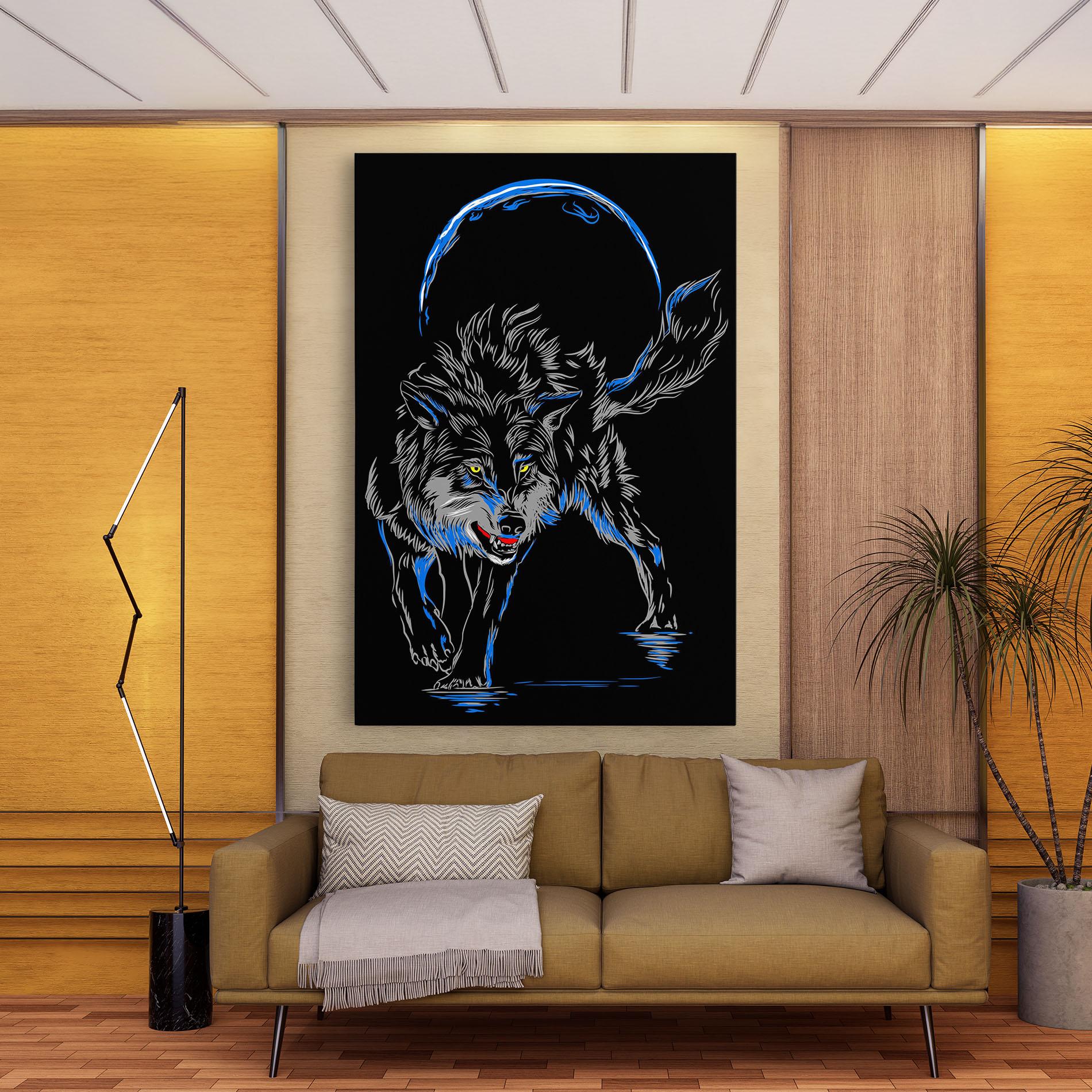 Картина на платно Grey Blue Wolf mockup 9