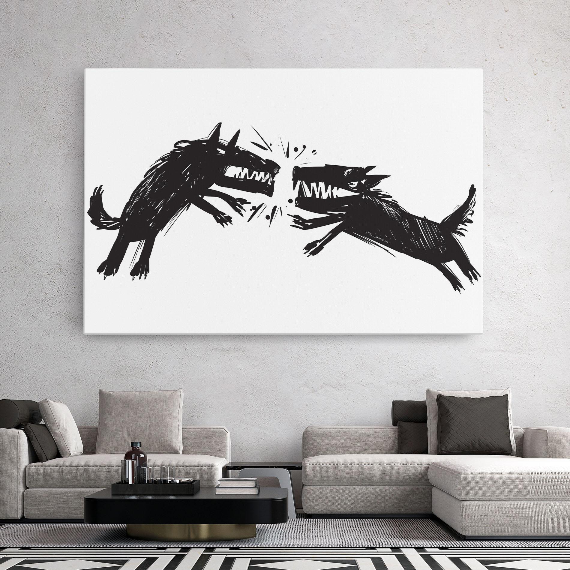 Картина на платно Black Wolves mockup 2