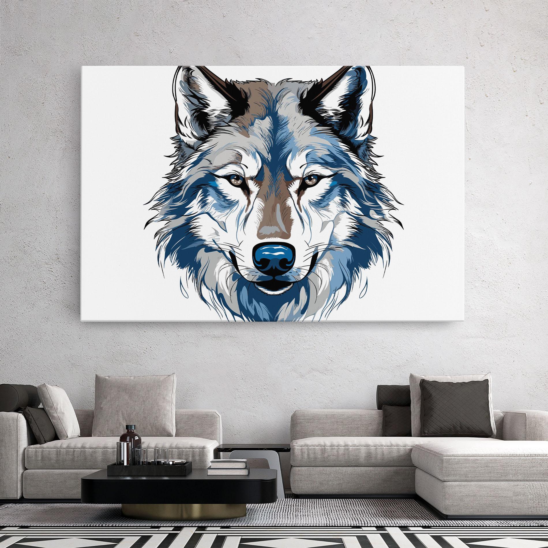 Картина на платно Blue Wolf Head mockup 2