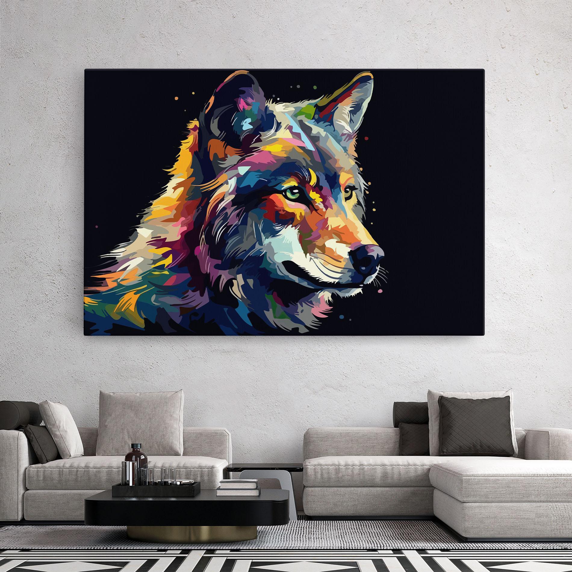 Картина на платно Painted Wolf mockup 2
