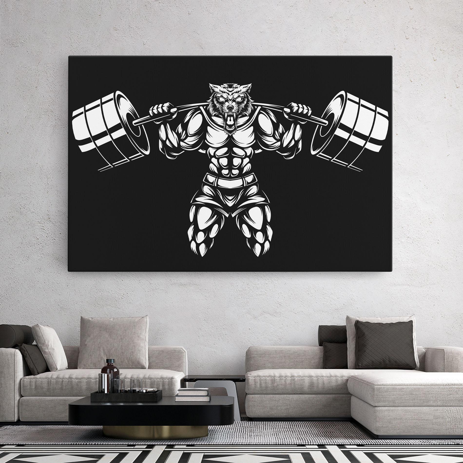 Картина на платно Work Out Wolf mockup 2